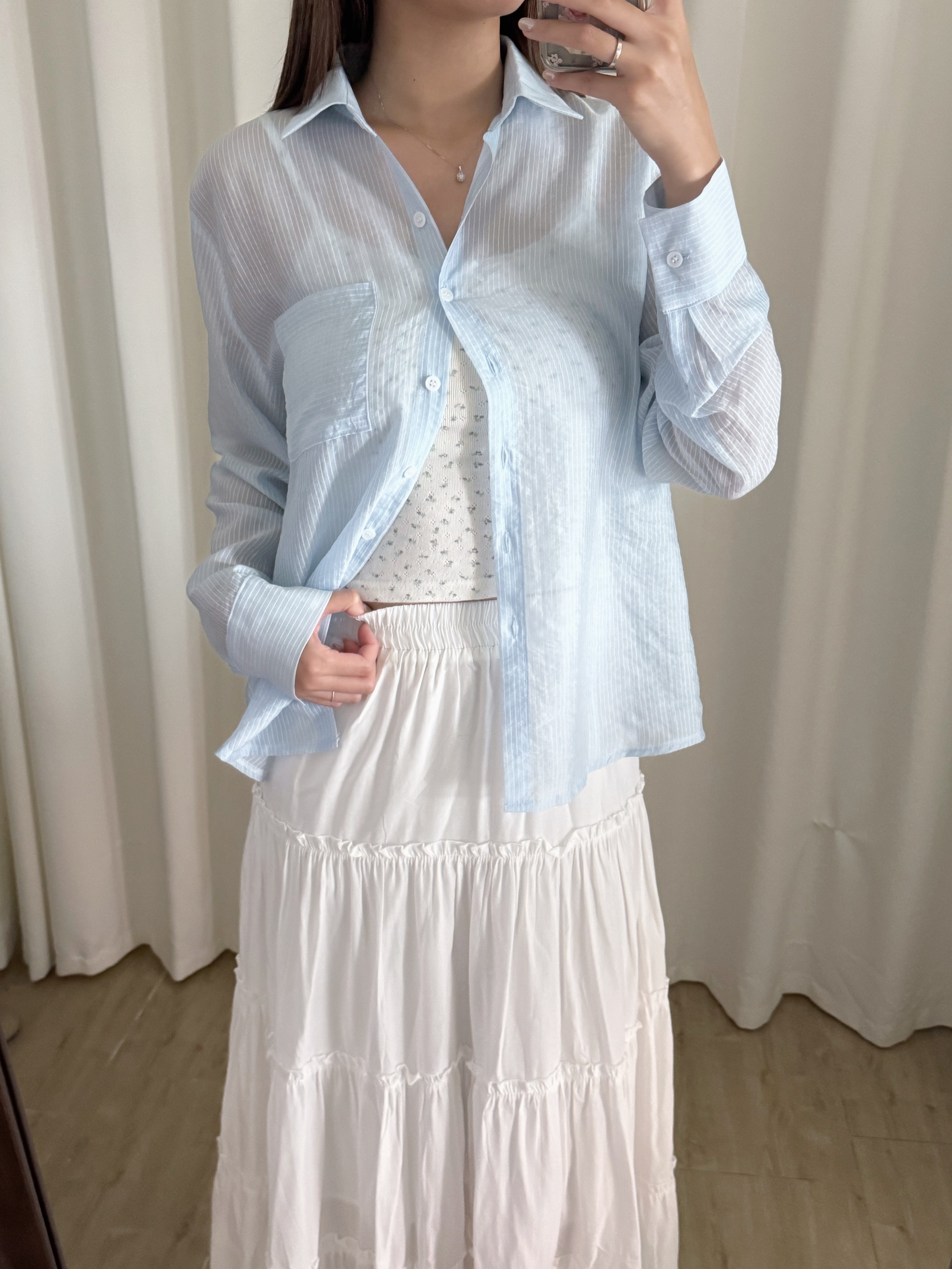 舒適天絲幼直紋襯衫(四色入)