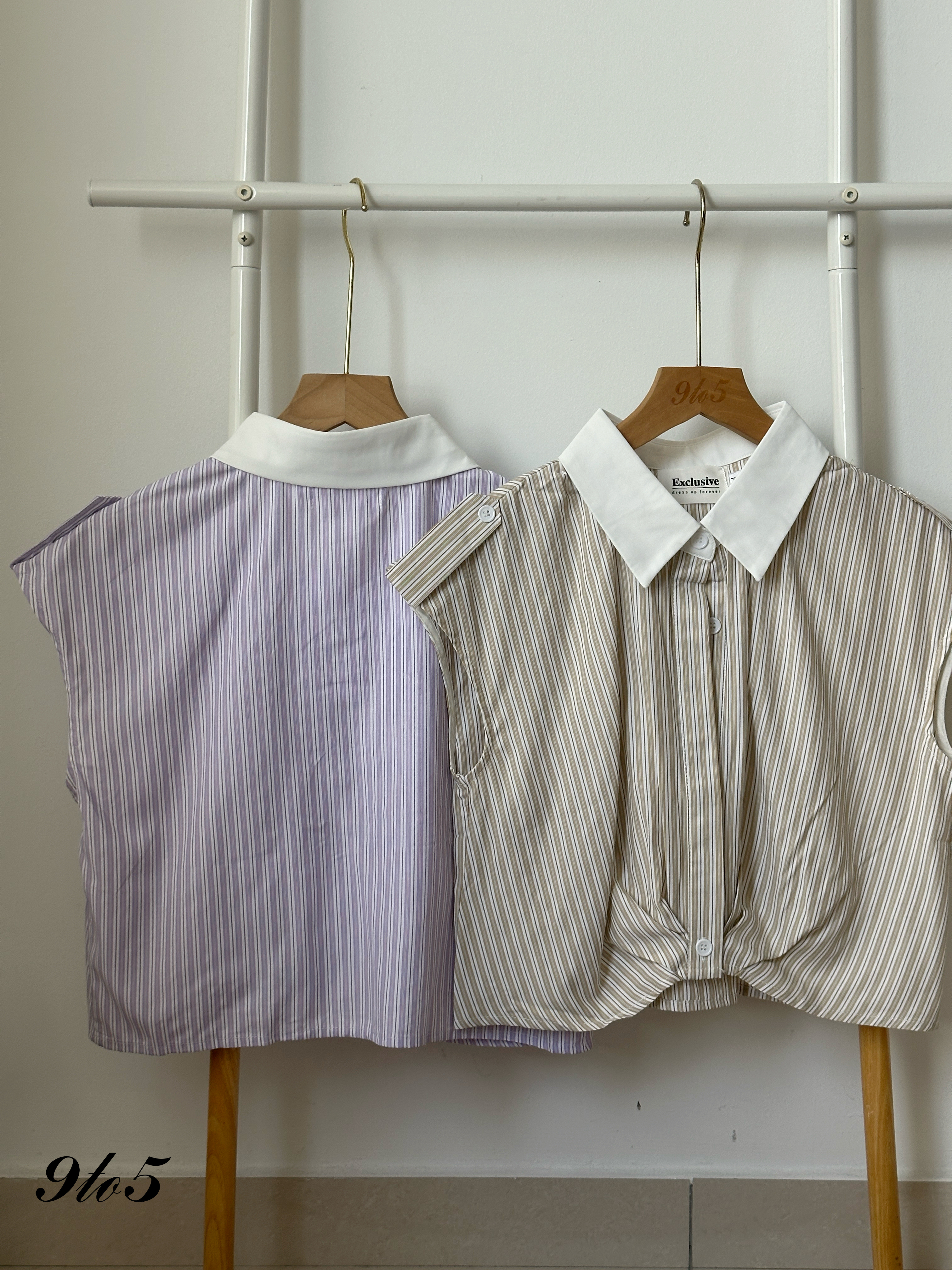 T4134 Stripe Crop Shirt - 4 Colors 