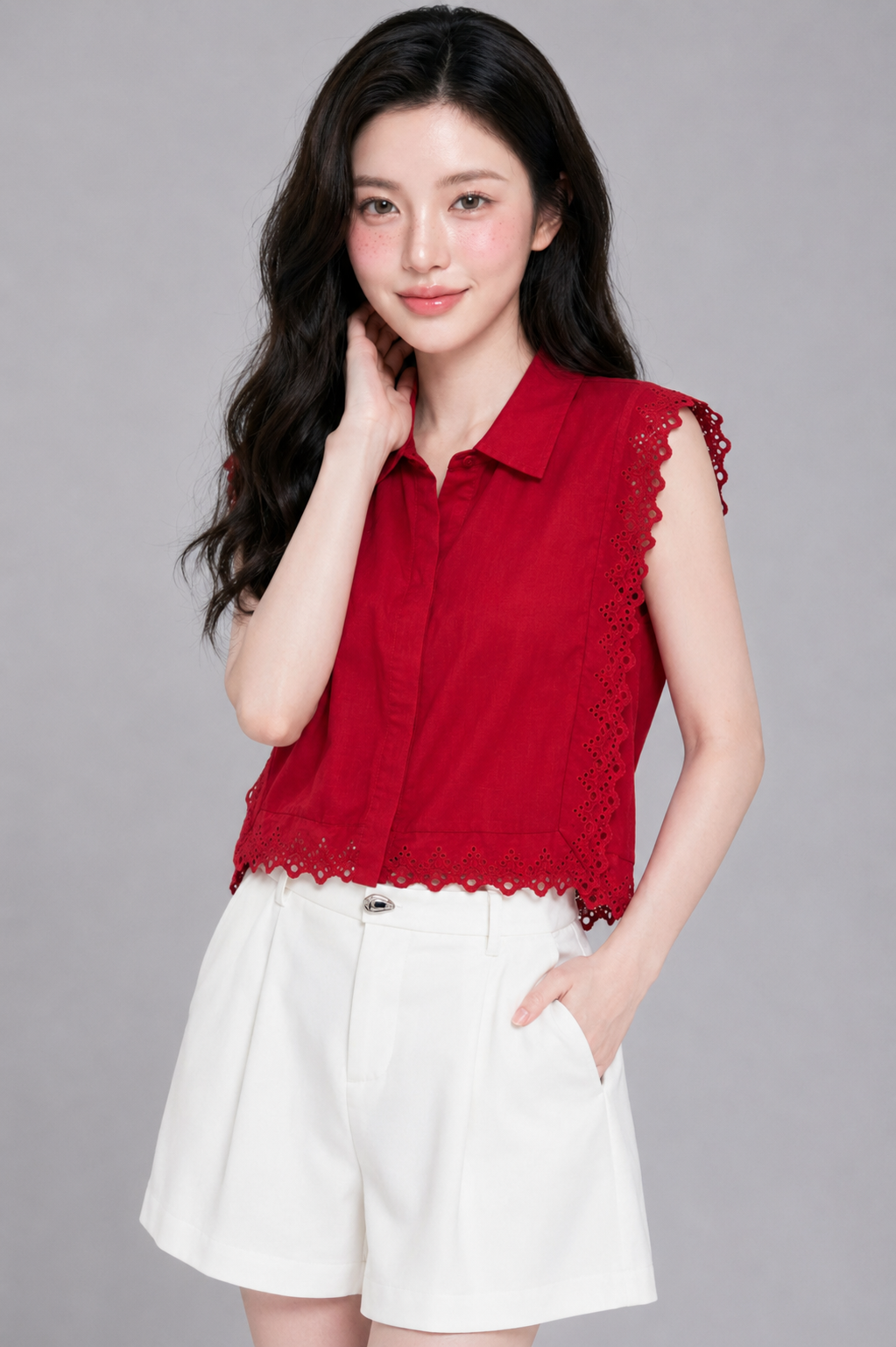 915593 Scarlette Lace Trim Top