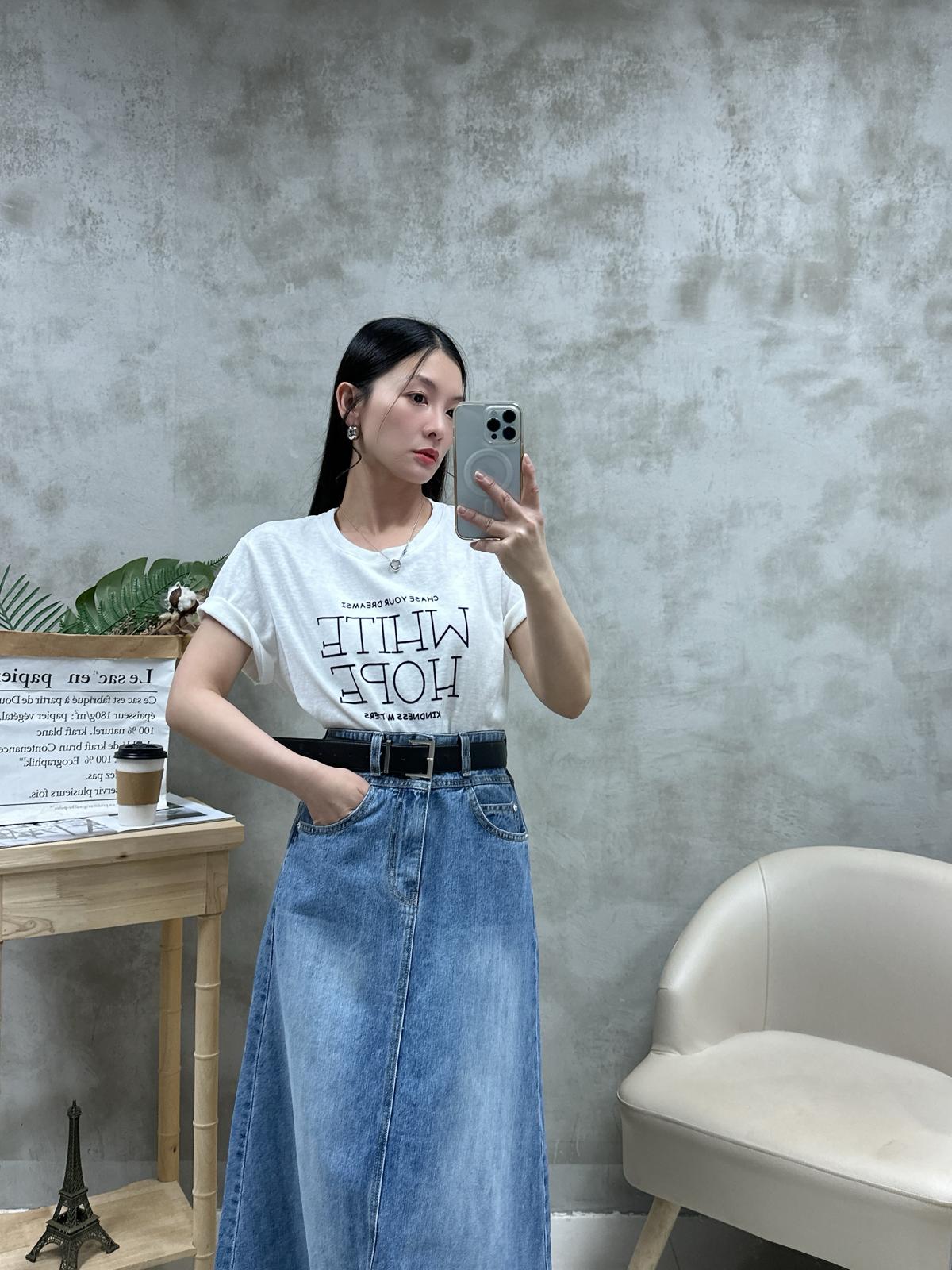 H03 高腰雙鈕A cut牛仔裙