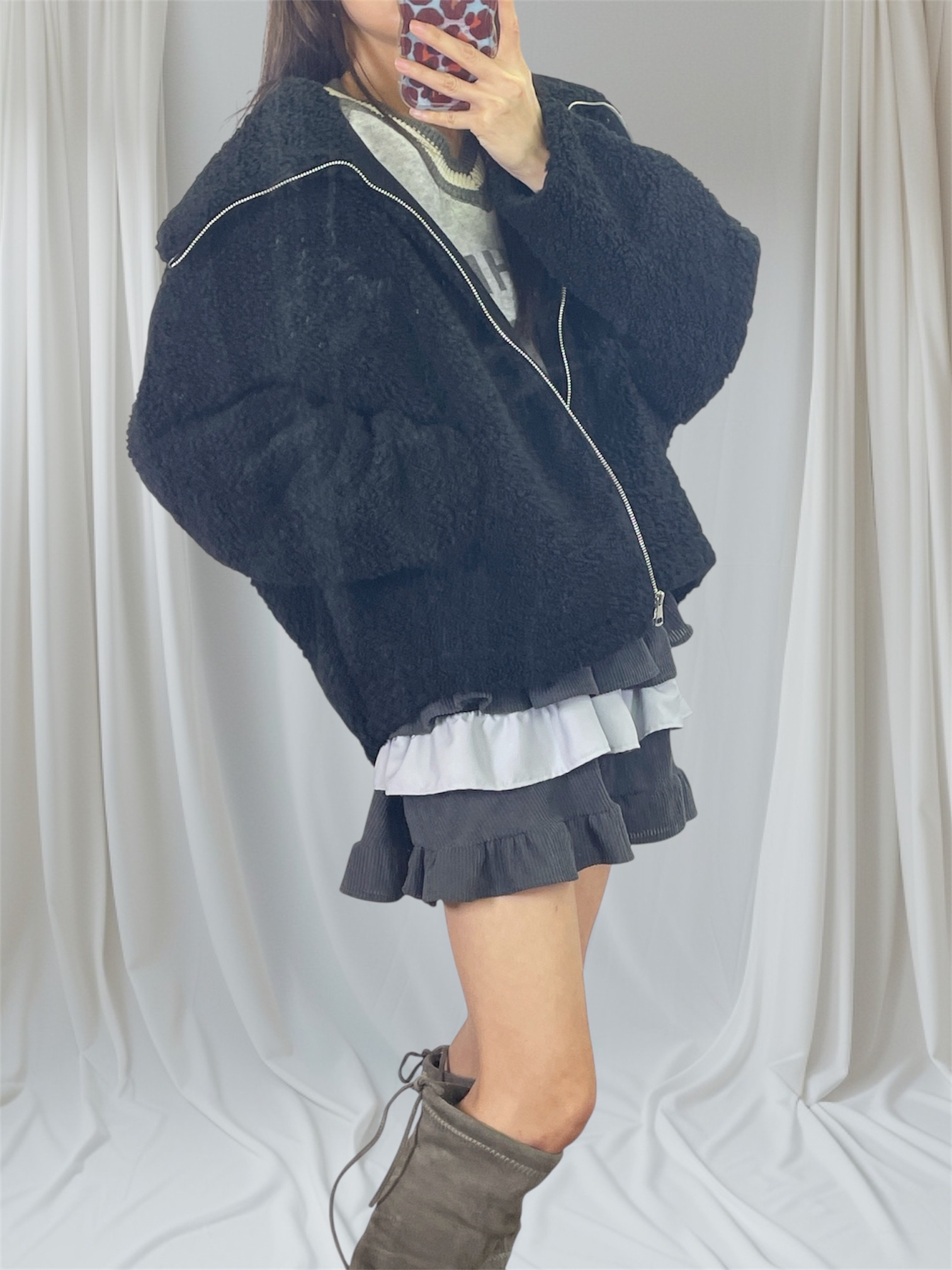 K5535 鬆身款羊羔毛褸