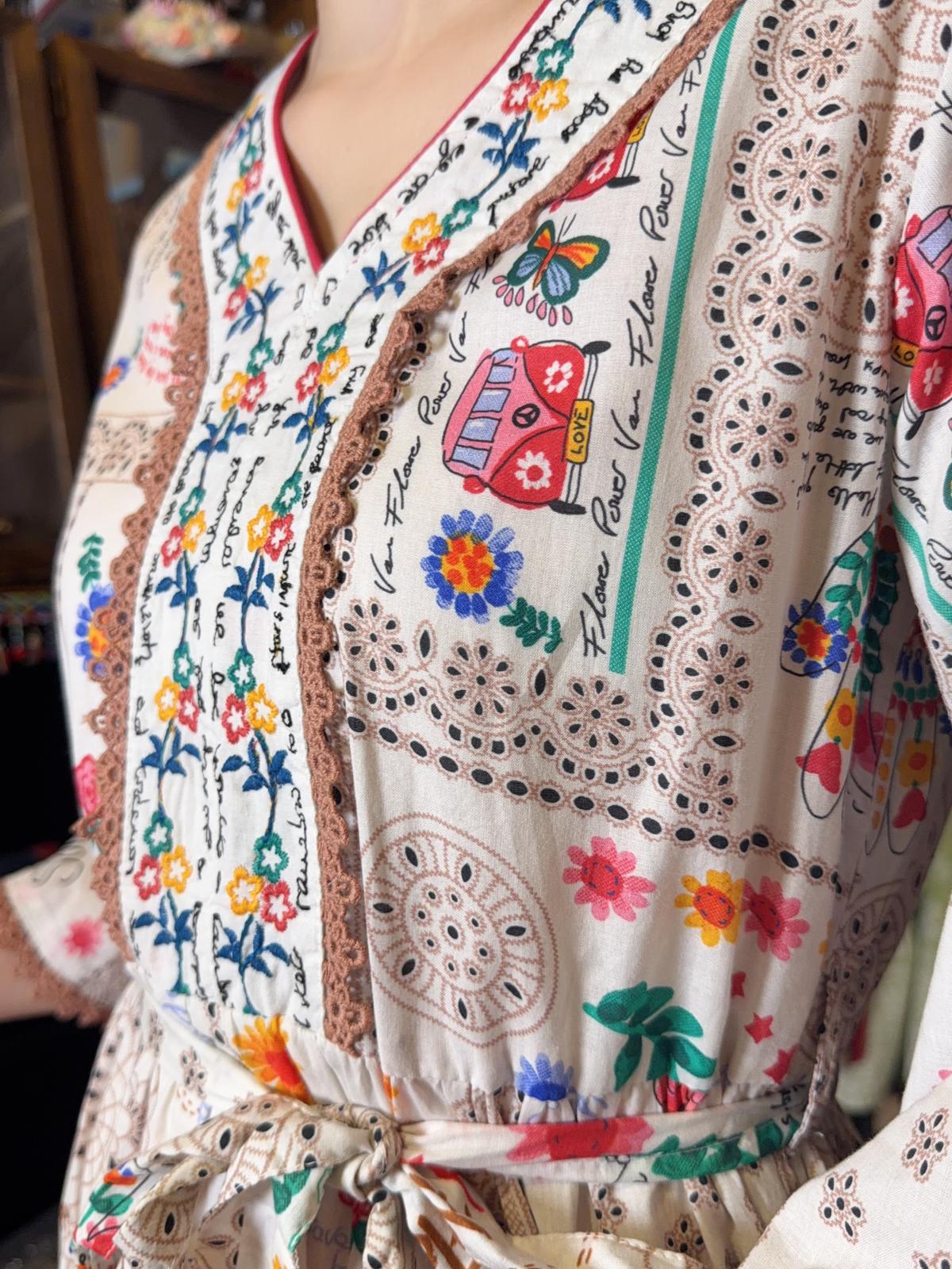 1617 White Patch Pattern Y Neck Ribbon Belt OP 51"