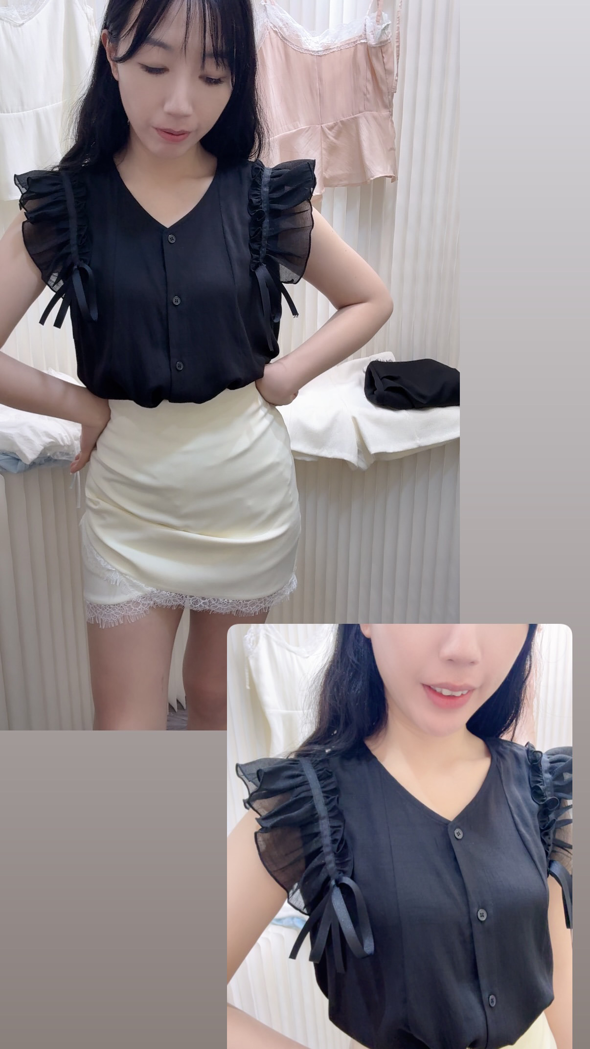 Ruffle袖麻質Top
