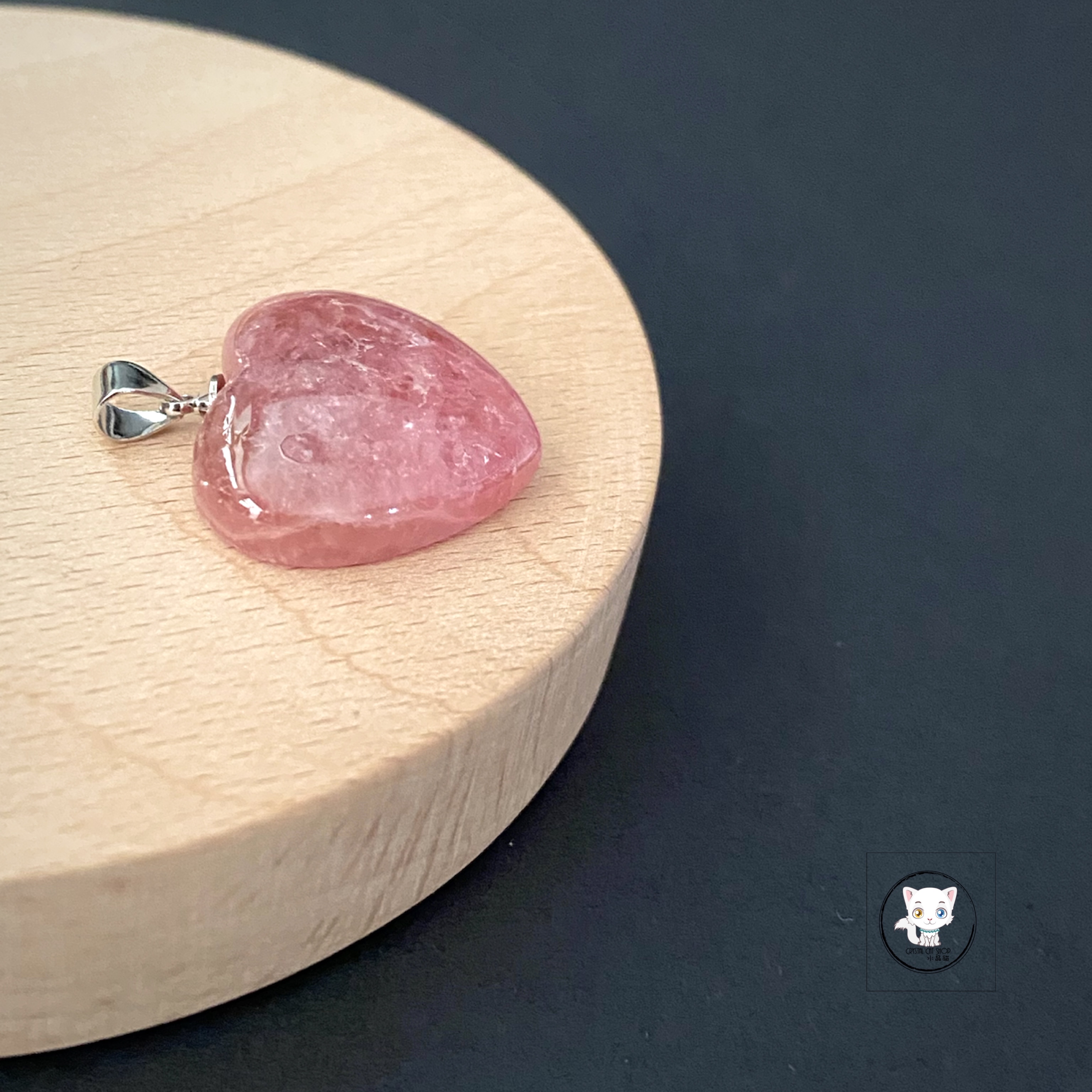 天然紅紋石愛心吊墜 23mm