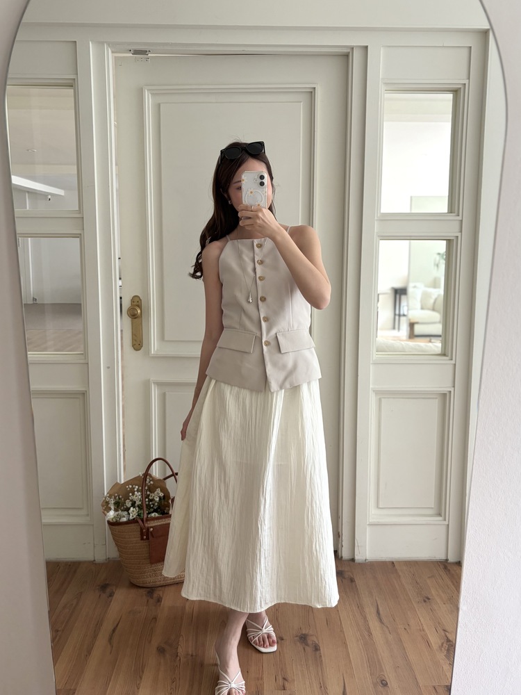 French Muse Vest Dress (Beige)