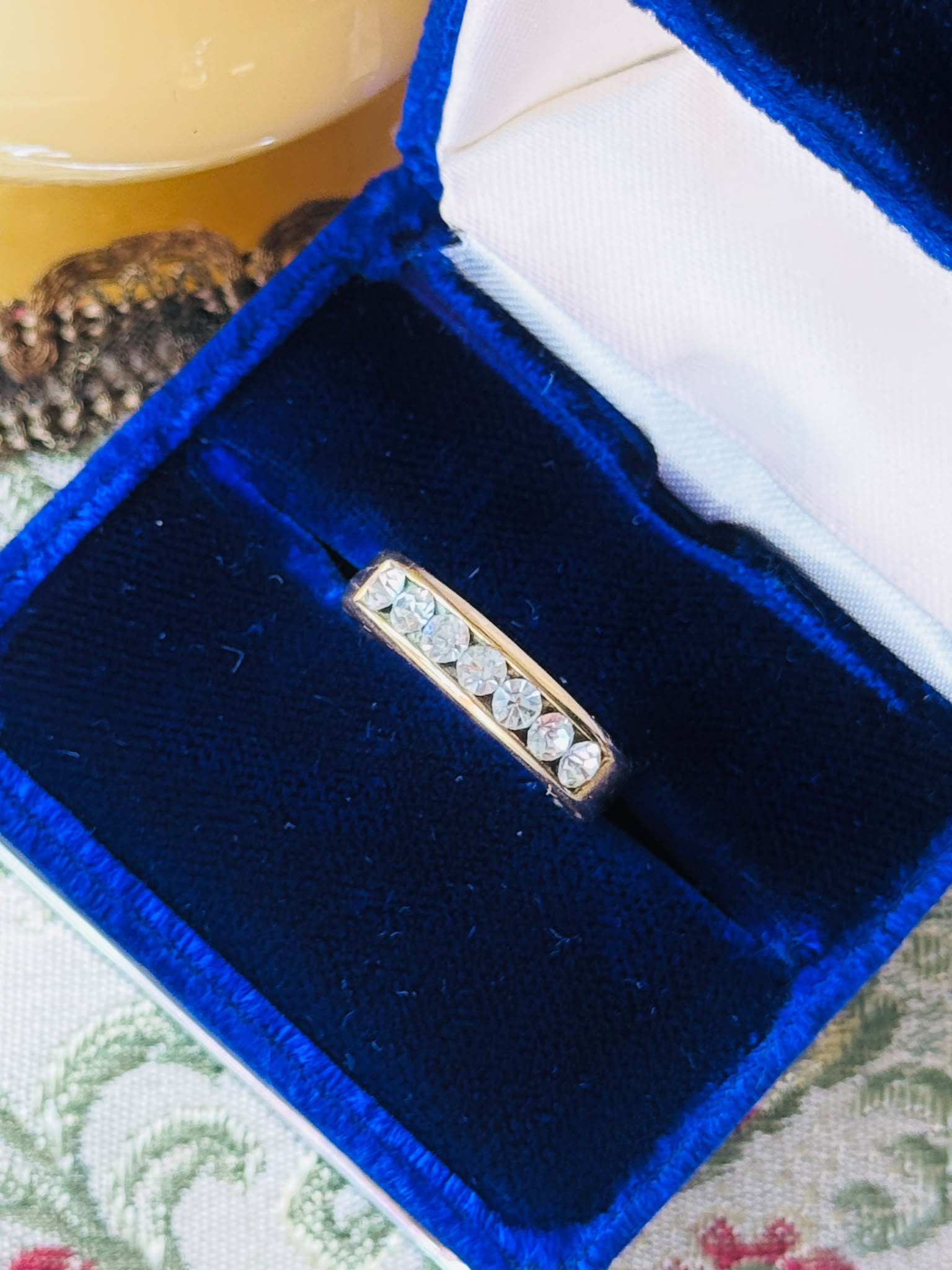 Vintage C.a. 1980s Rhinestone Row Ring - HK size 16(MT2622)