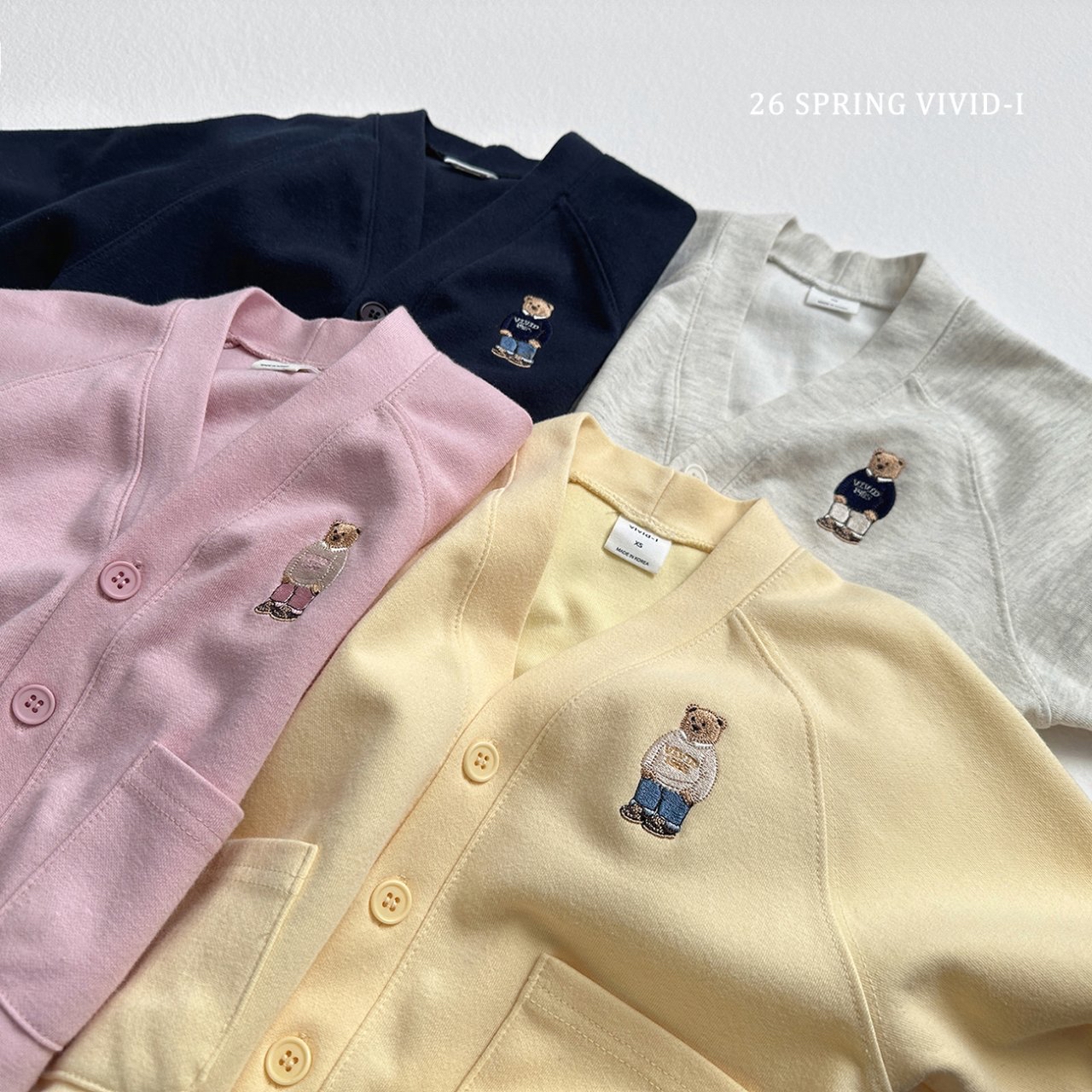 🌸預訂 韓國直送🌸🇰🇷VIVIDI四色標誌性小熊刺繡口袋開襟外套