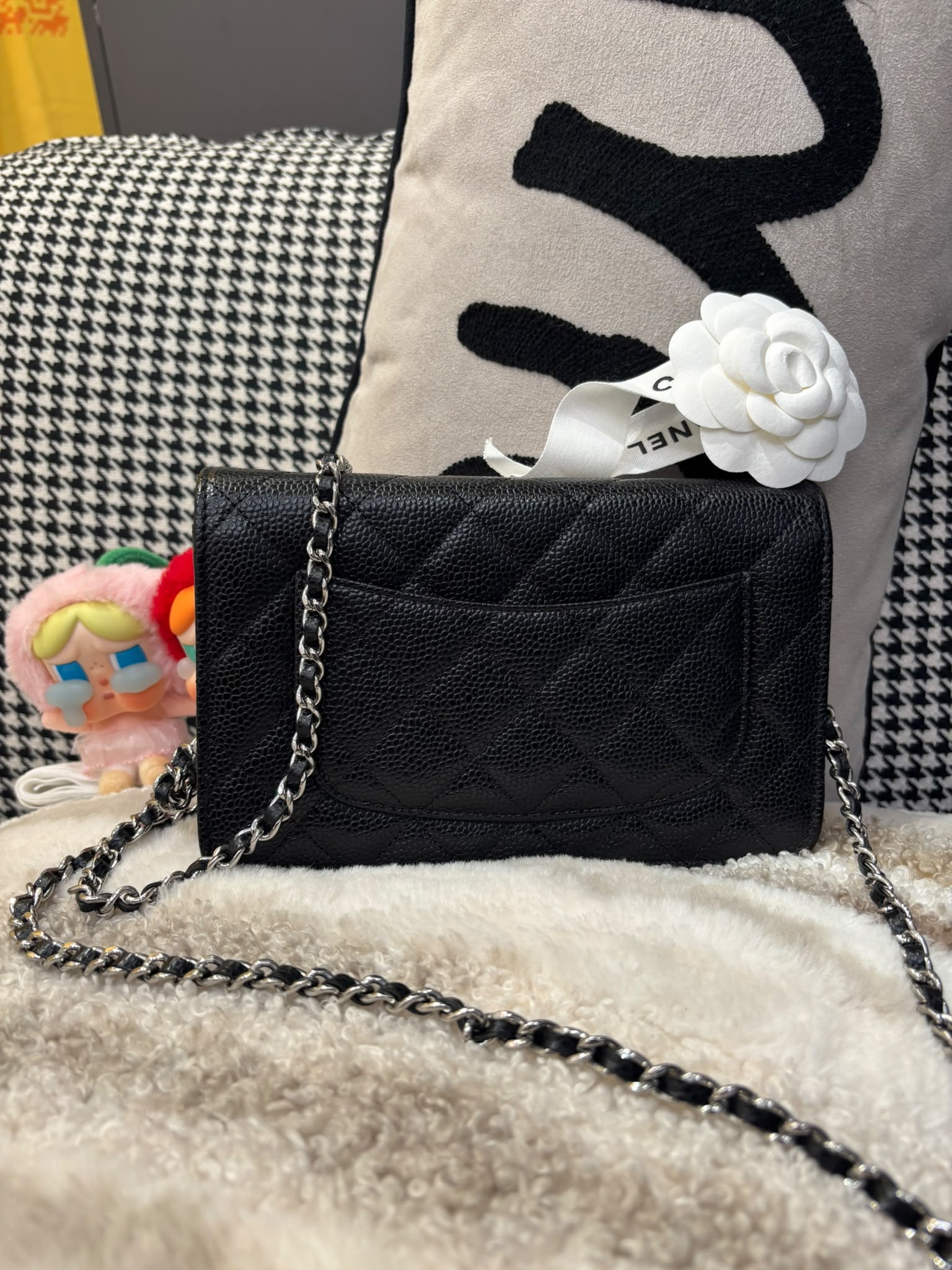 全新 Chanel wallet on chain 黑色荔枝牛皮銀扣WOC 100%Authentic, 全新 Brand New  ✅晶片貼✅dust bag ✅box