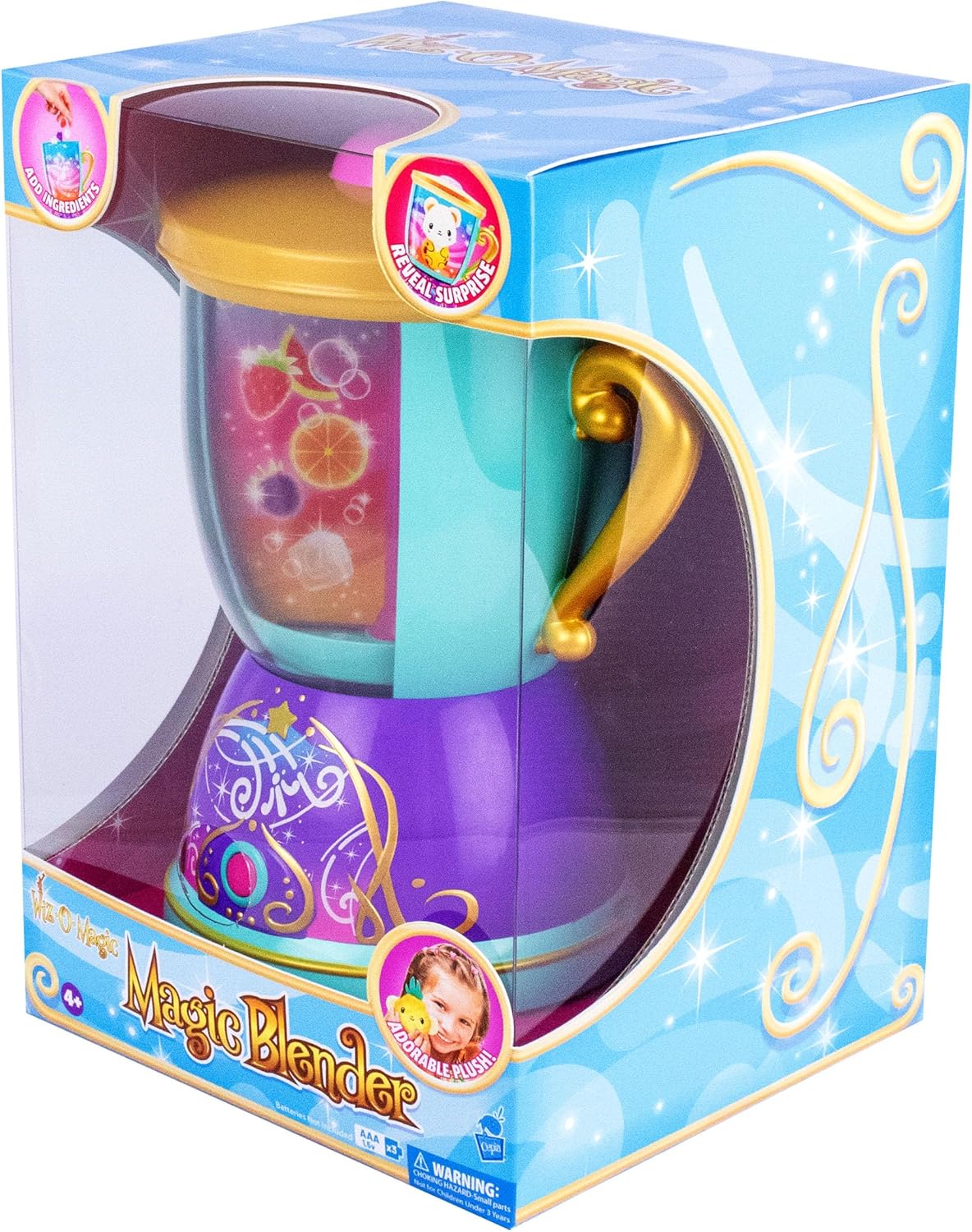 Wiz-O-Magic 驚喜攪拌器玩具 帶燈光和聲音 – 旋轉和混合以顯示 2 個毛絨寵物 – 互動式假裝遊戲廚房玩具 – 適合 4-8 歲兒童收藏驚喜禮物