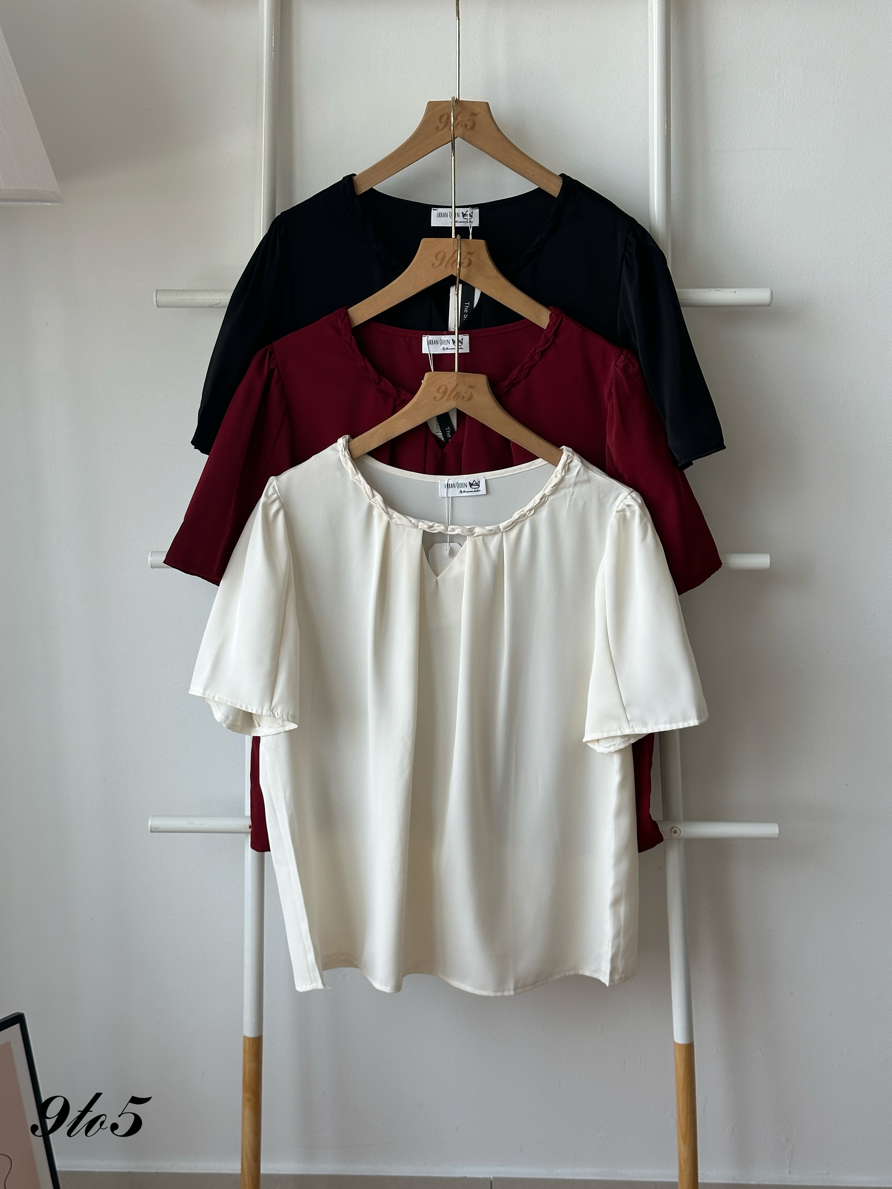 T4434 Round Neck Puff Sleeve Blouse - 3 Colors 
