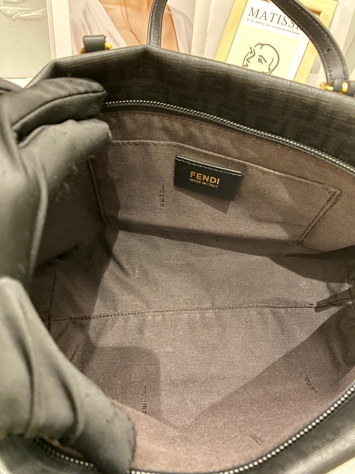Fendi Black Zucchino Canvas Shopping Tote Bag