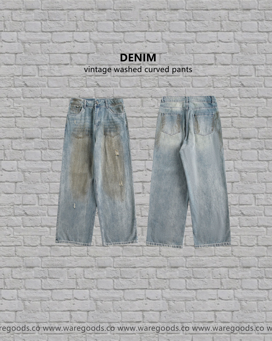 W371做舊泥染水洗牛仔褲