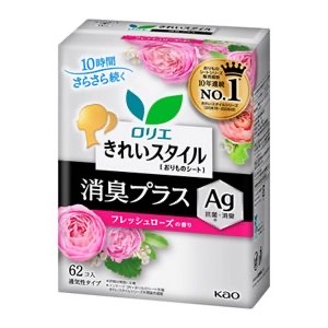 樂而雅Ag消臭抗菌透氣護墊 14cm 62枚 玫瑰香