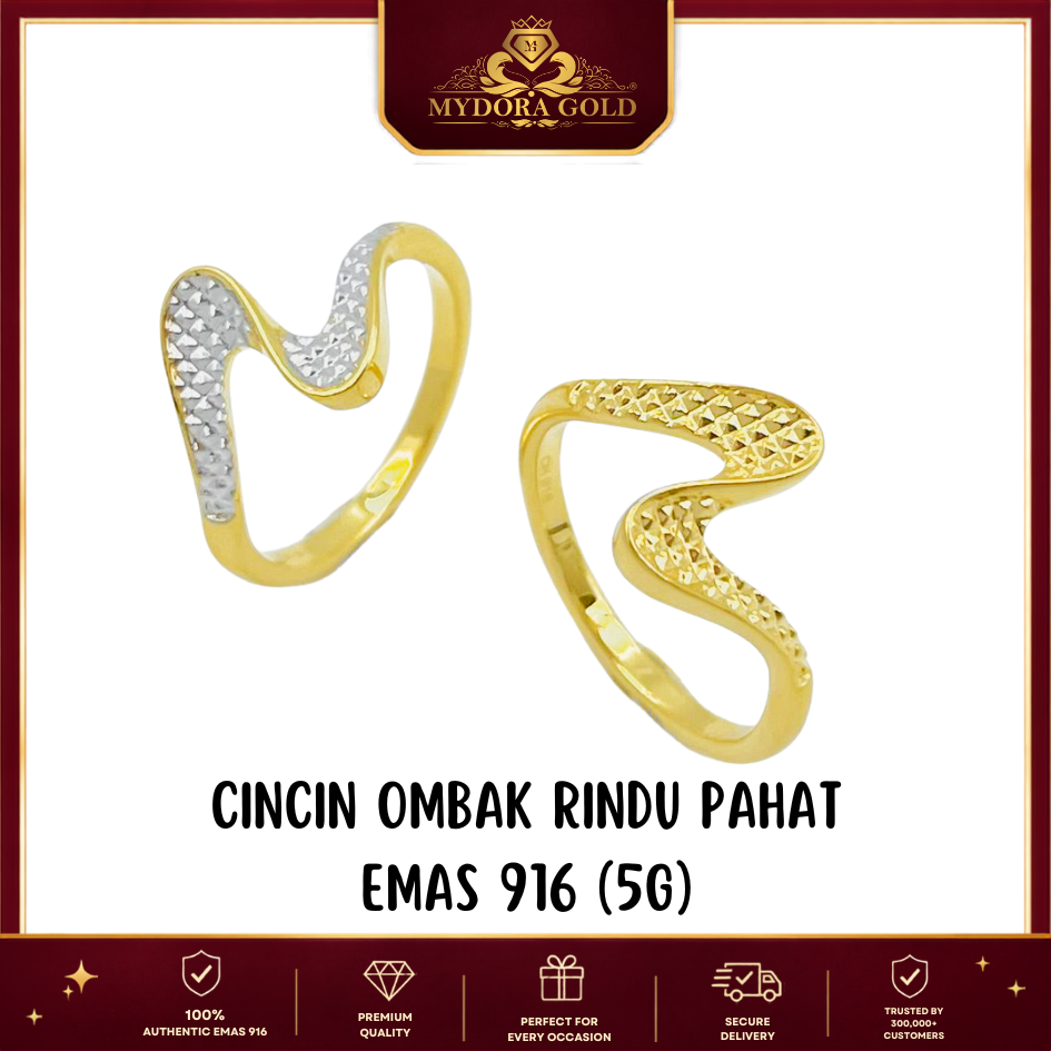 MYDORA Cincin Ombak Rindu Pahat (5G) l EMAS 916/22K