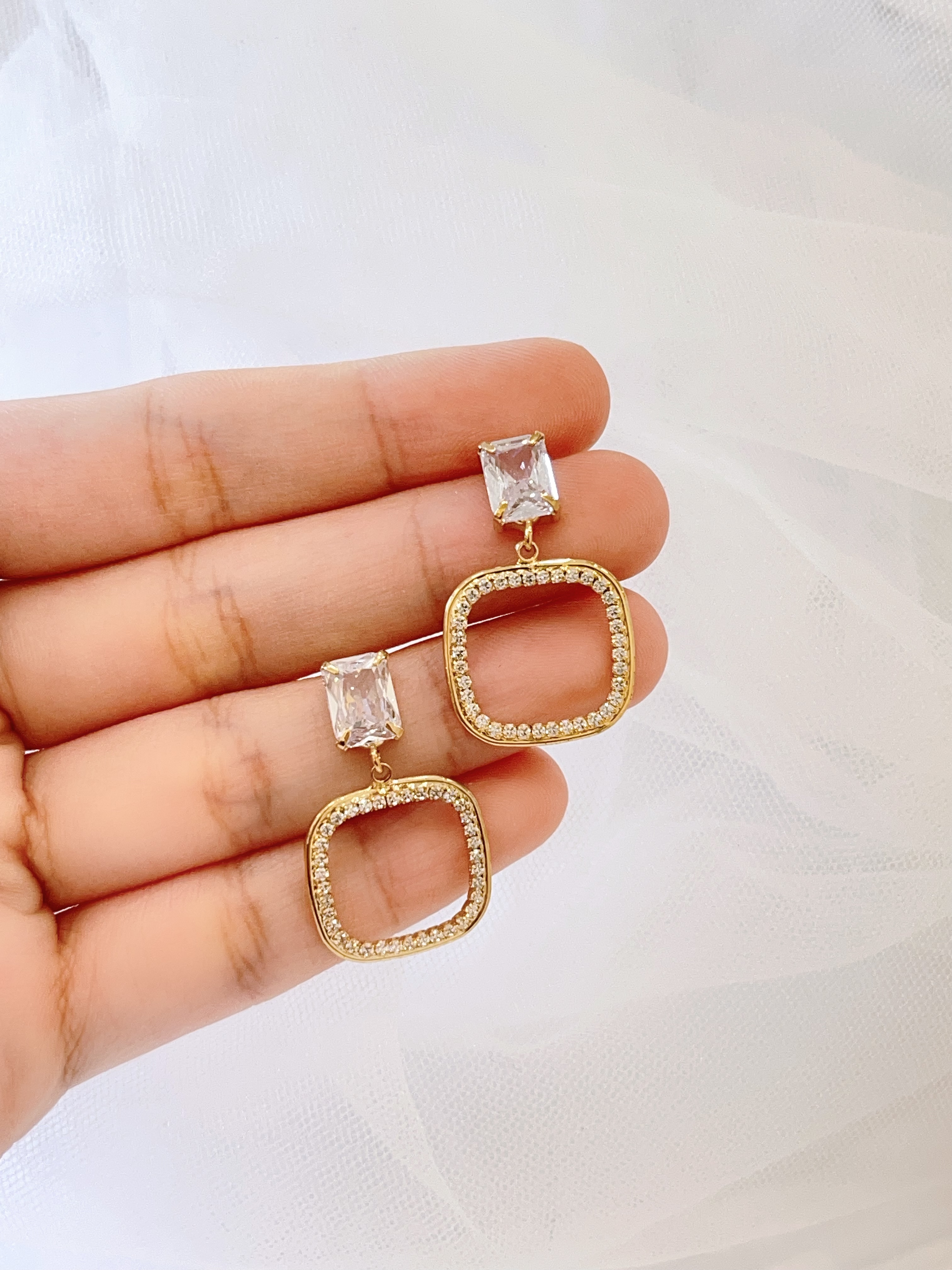 小香风简约方形耳环