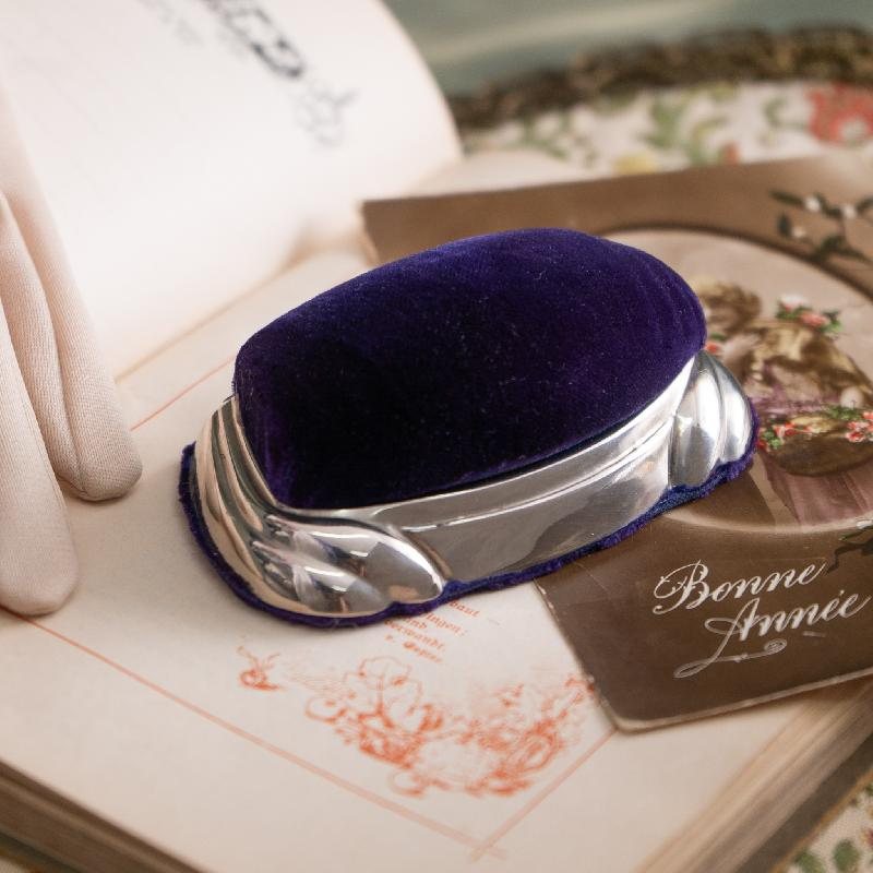 Rare! Vintage Early to Mid-Century Montreal Lachine Purple Velvet Double Ring Box /Antique Wedding Ring Box(MT1968)