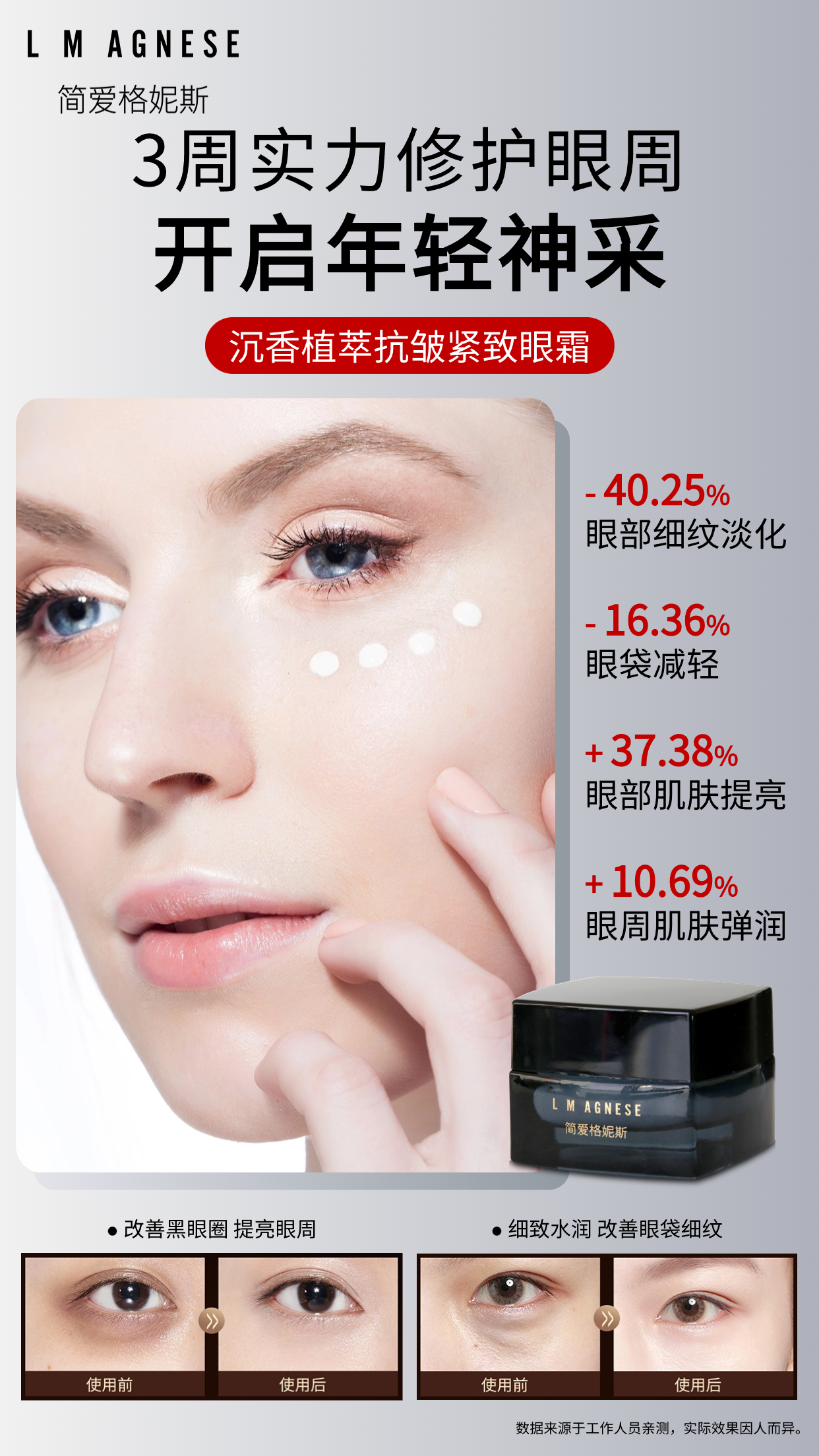 沉香植萃抗皱紧致眼霜 Agarwood Plant Extract Anti-Wrinkle Firming Eye Cream 20g