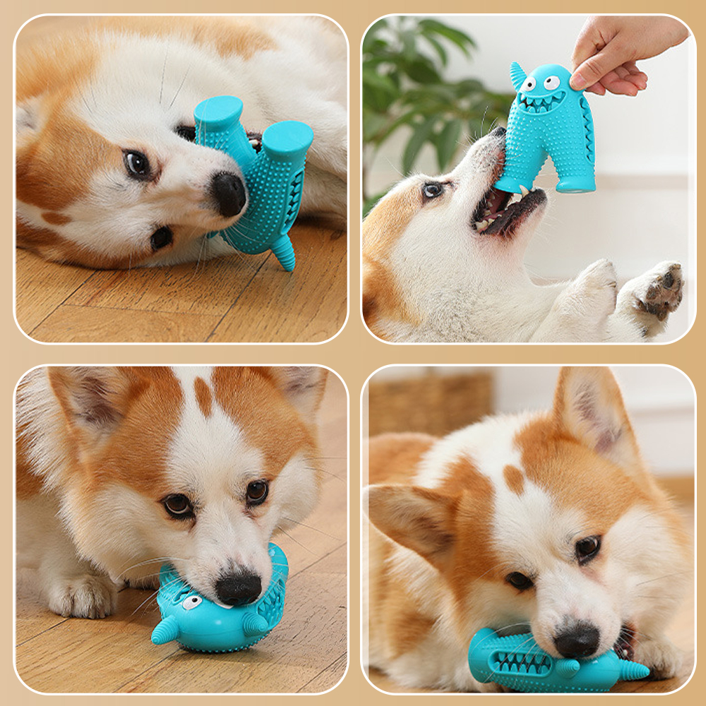 寵物磨牙玩具 狗狗牙刷 狗狗玩具 小怪獸發聲玩具 藍色 ［平行進口］ HK2755