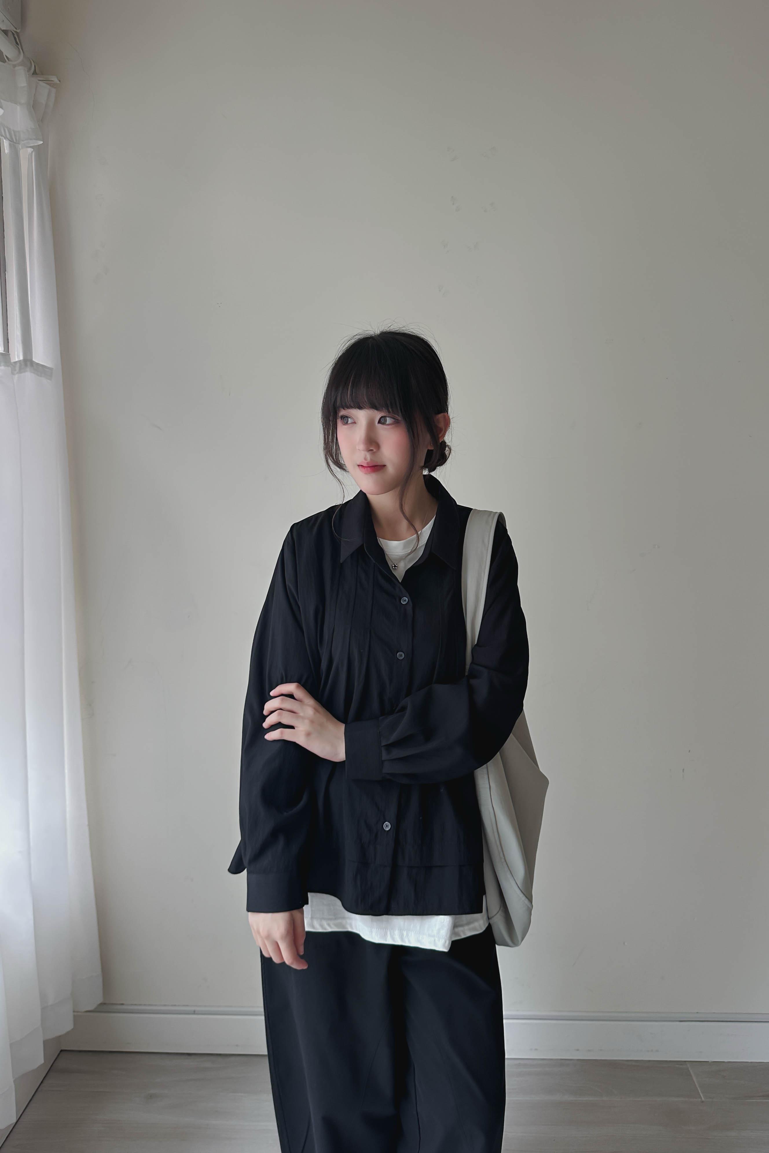 爽料設計感打褶恤衫 (兩色入)