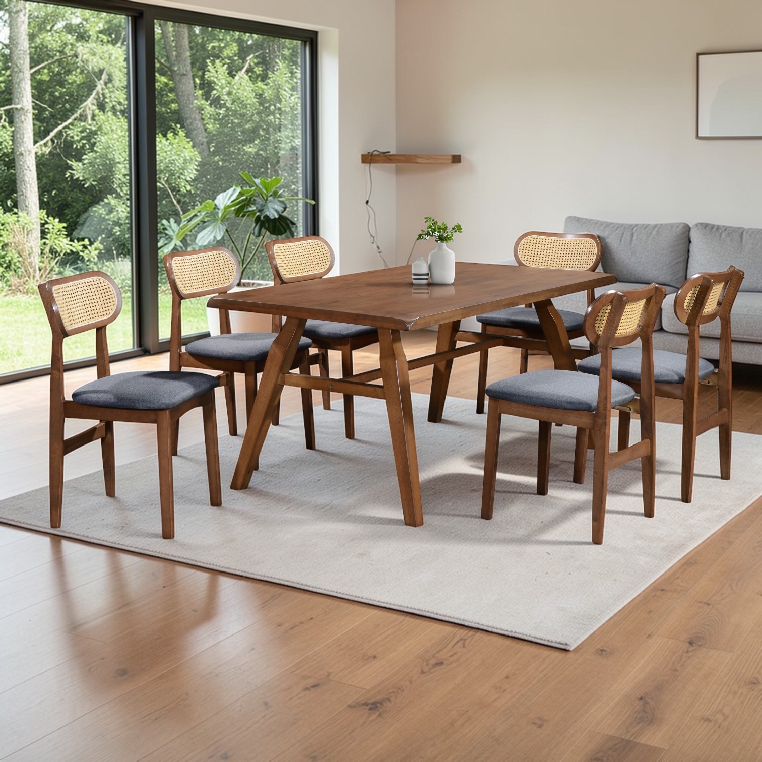 Parlo Walnut Dining Set | 帕洛原木餐桌椅组合