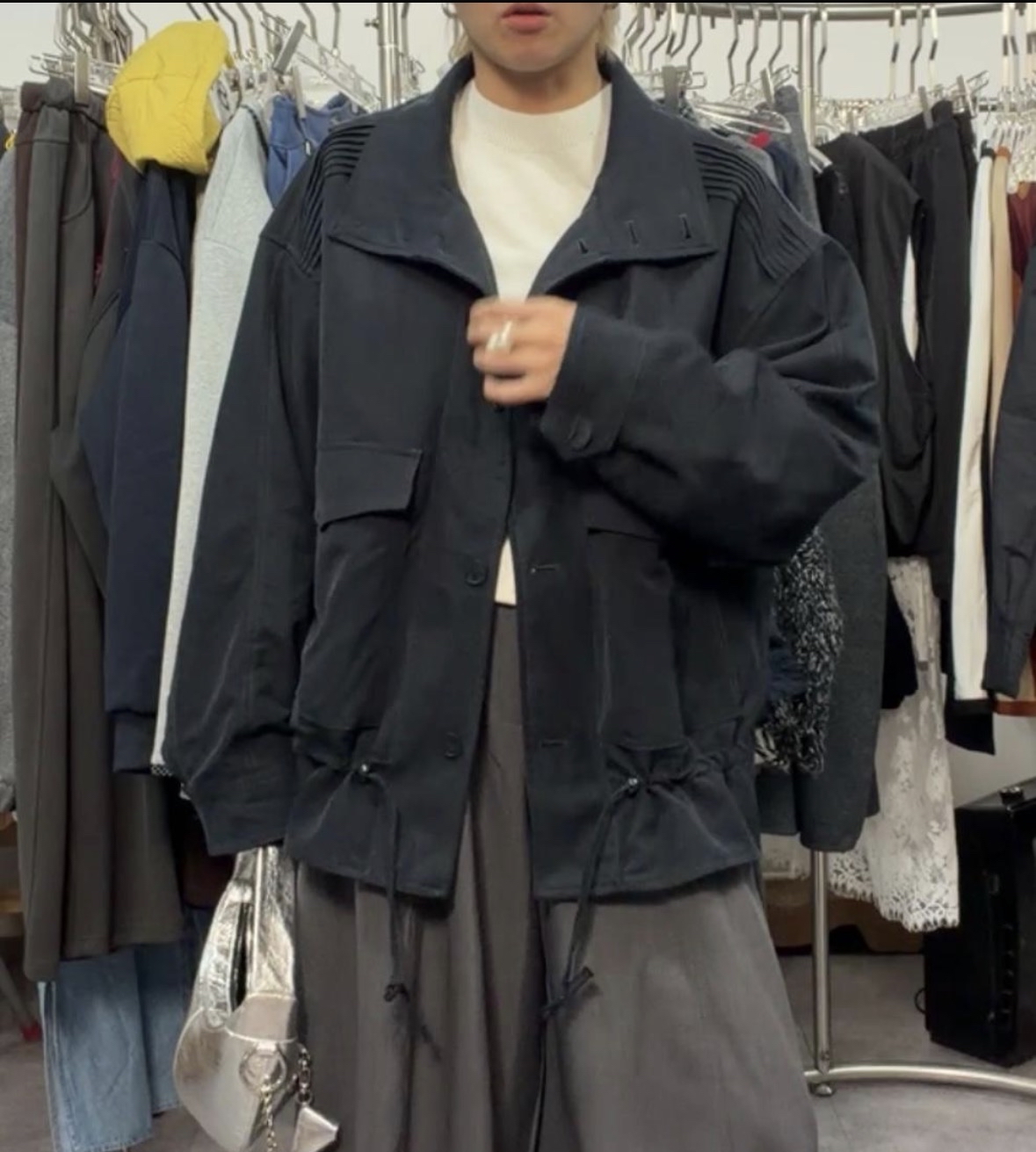 SS2613 深藍色簡約工裝感外套