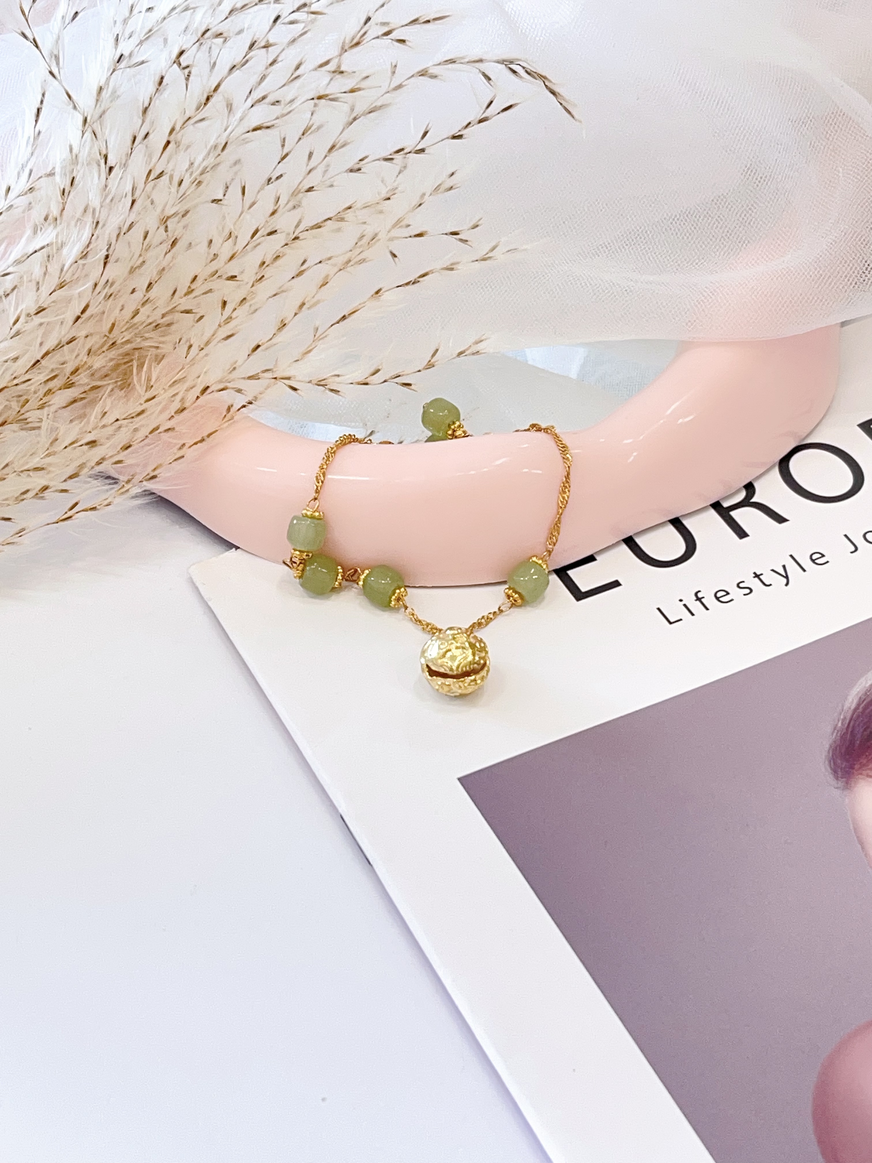 🔔 福铃 × 和田玉手串 Fortune Bell Charm & Hetian Jade  | 7mm