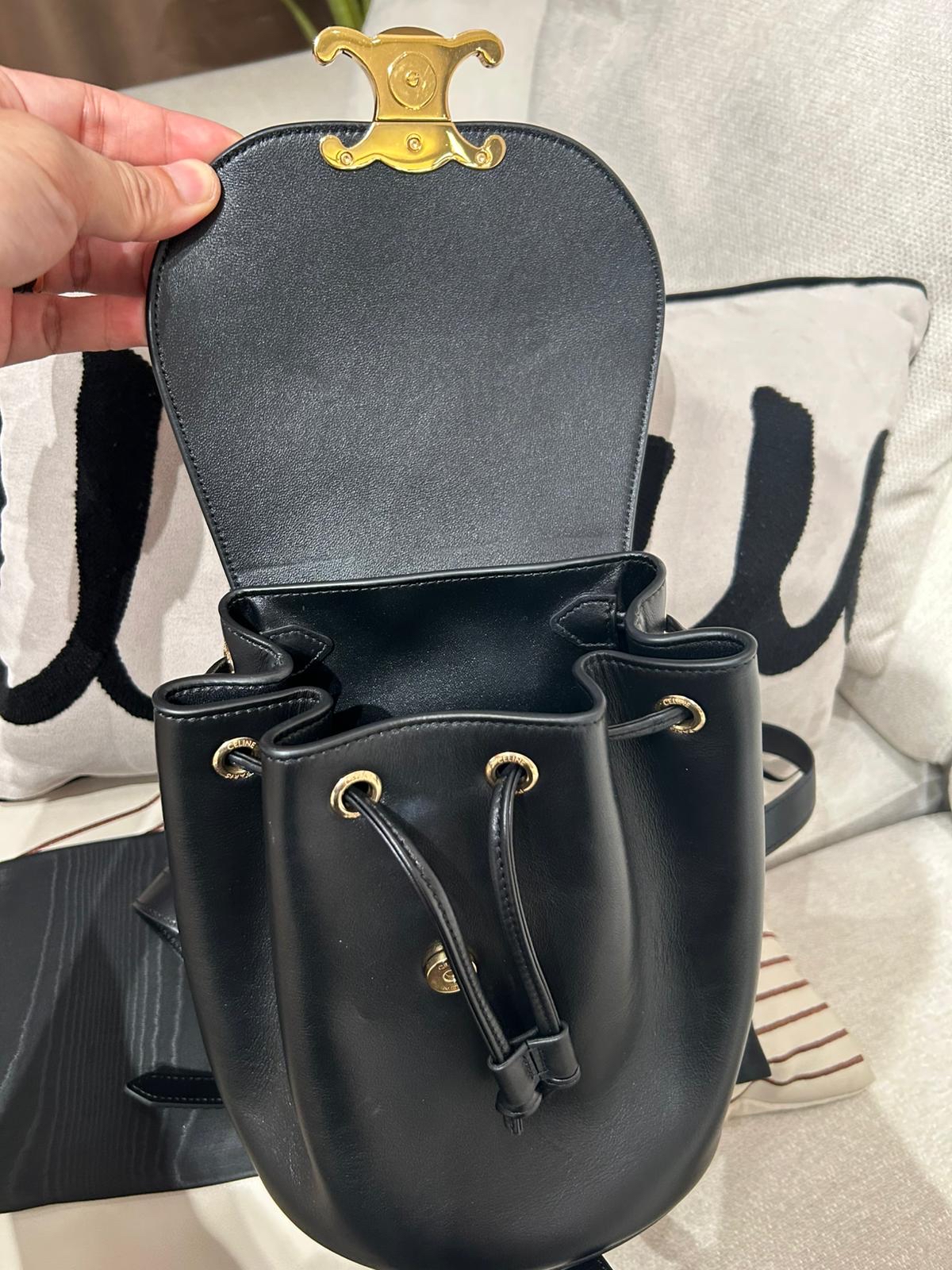 Celine Bonnie Backpack 黑色金扣 100%Authentic, 98%New ✅Dust bag