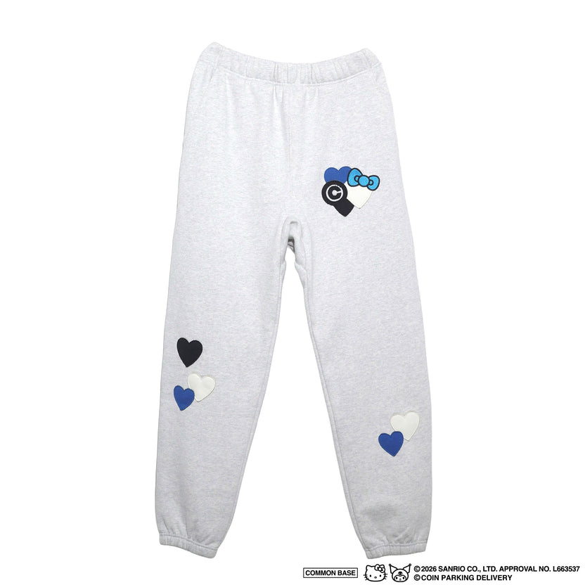 COIN PARKING DELIVERY × SANRIO CHARACTERS PATCHWORK SWEAT PANTS CPDSC-KT15 LIGHT HEATHER GREY(SIZE:L-XL)