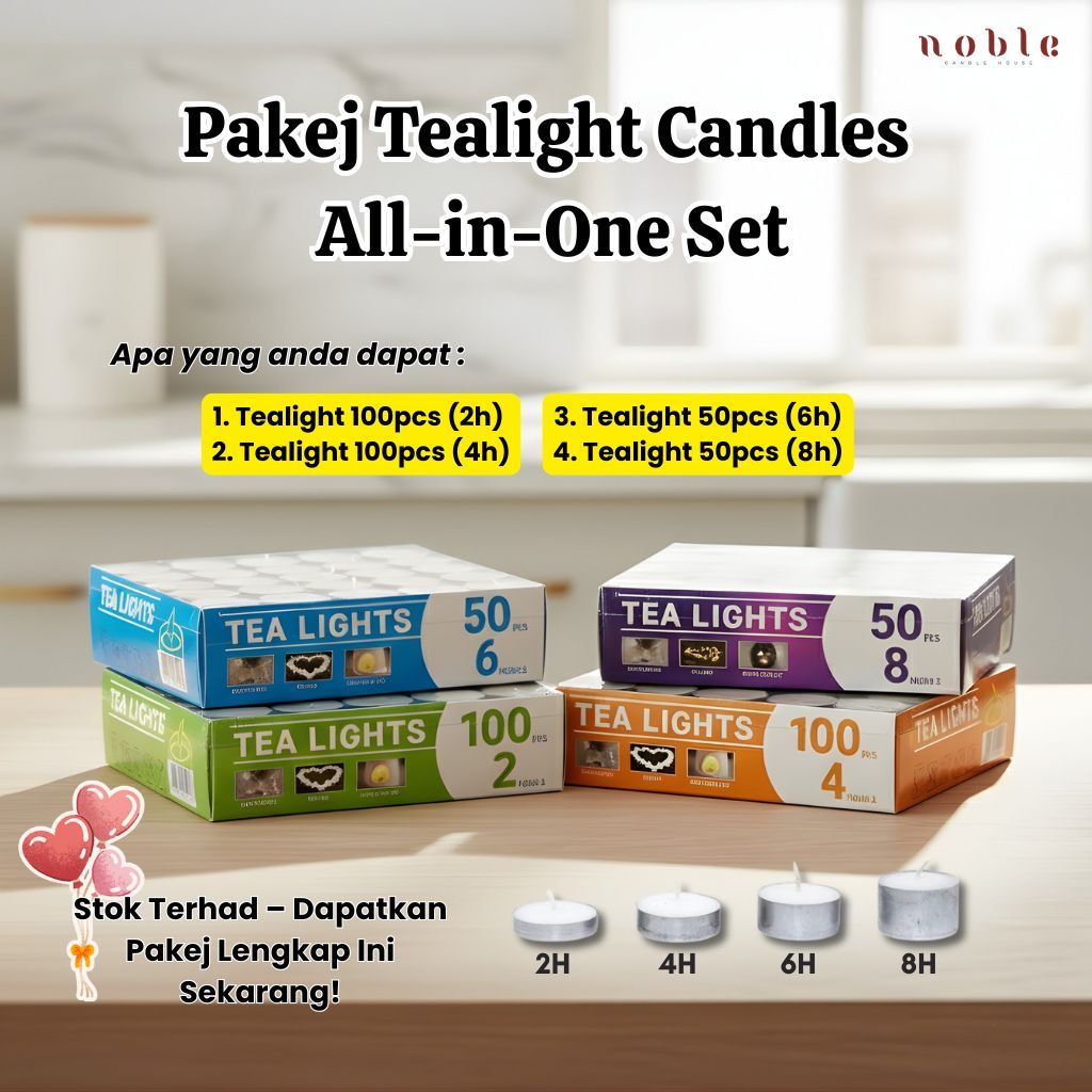 Piala Emas- Tealight Candle 100pcs/Tealight/Tea Light/Lilin 2Hrs/4Hrs/6Hrs/8Hrs