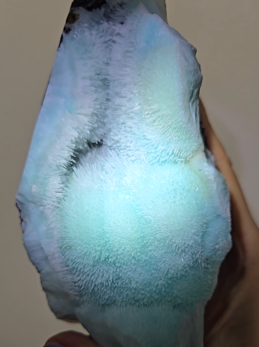Blue aragonite cluster with bubble formations - AR59
