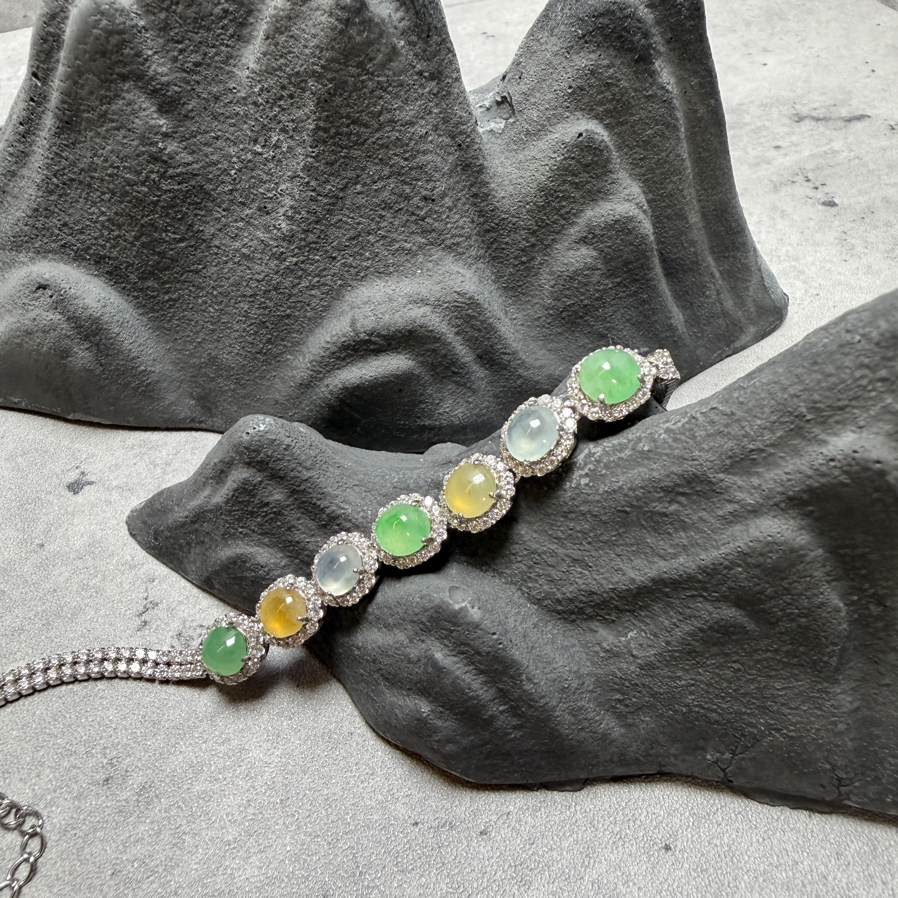 瑪卡龍甜甜多寶翡翠S925手鍊