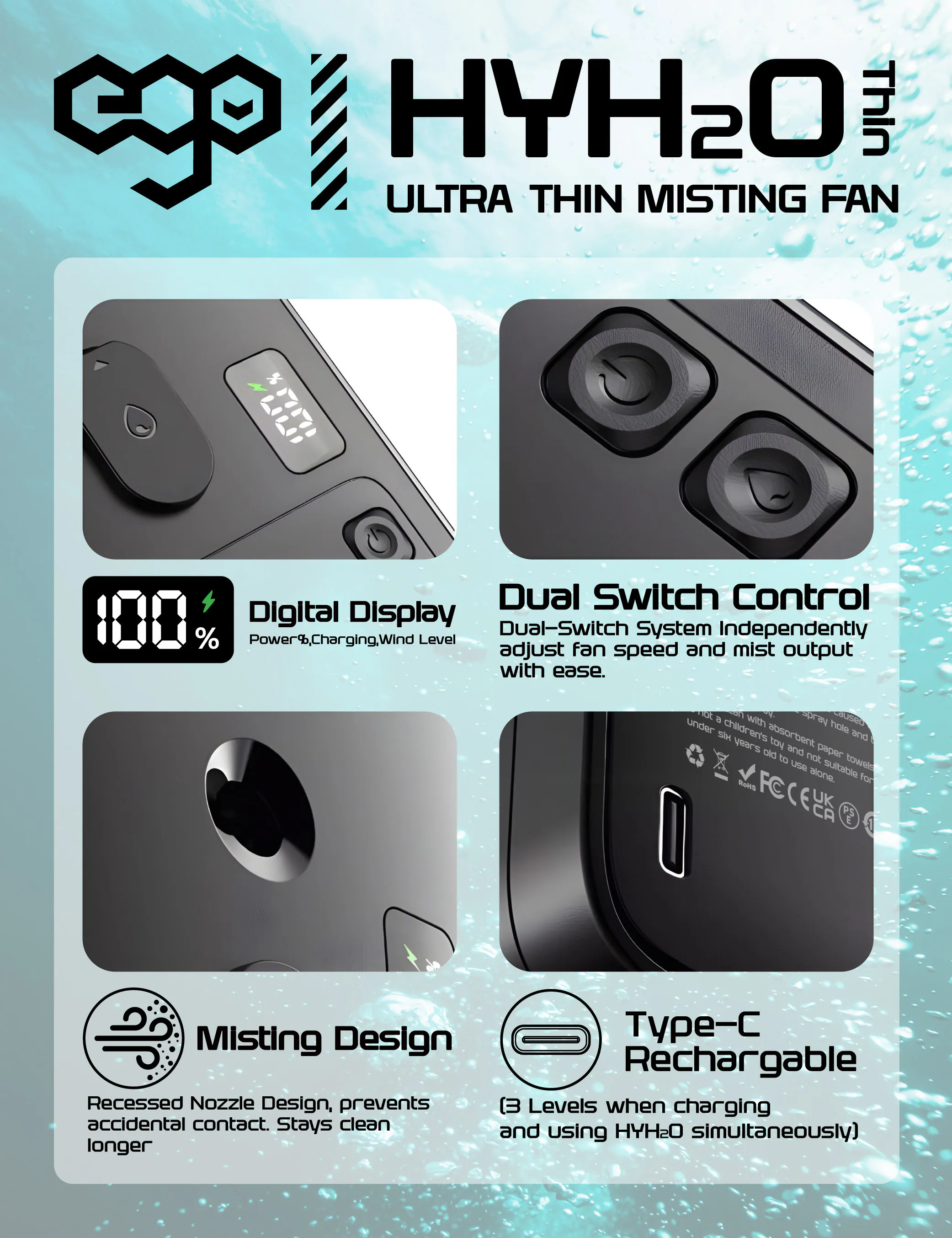 香港行貨 ego HyH2O Thin 噴霧水冷風扇 p1