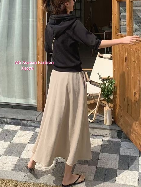 X4076 韓國🇰🇷假兩件拼色有帽連身裙