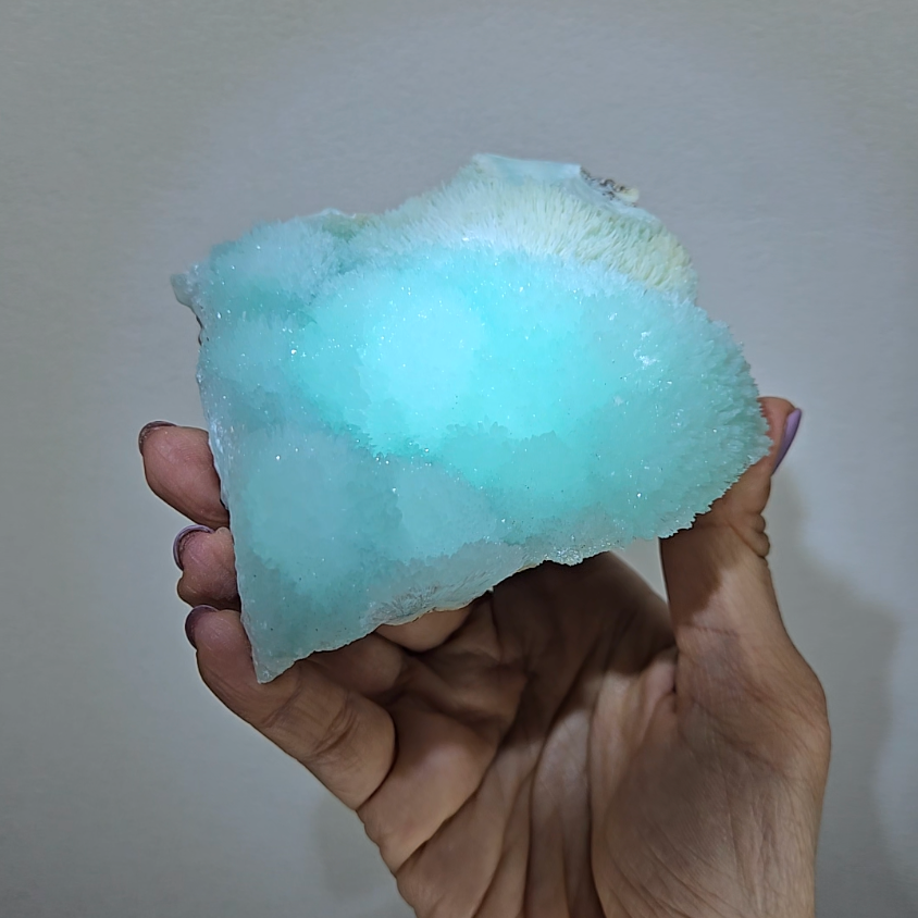 Blue aragonite needle cluster with botryoidal formations - AR54
