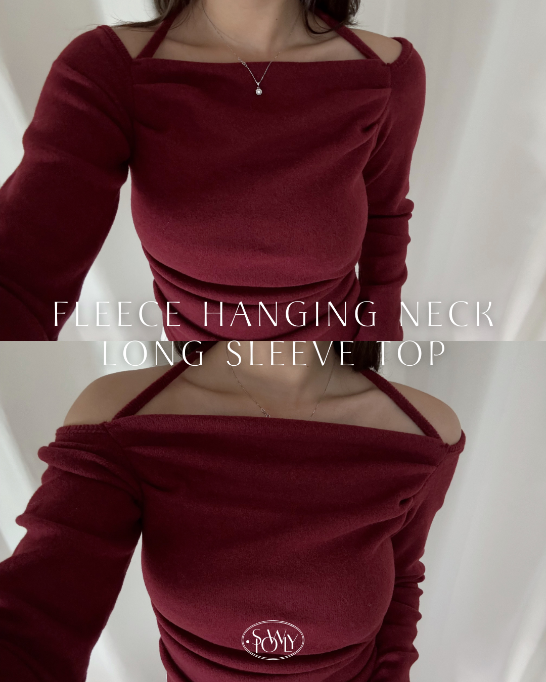 毛呢掛頸長袖上衣(四色入)