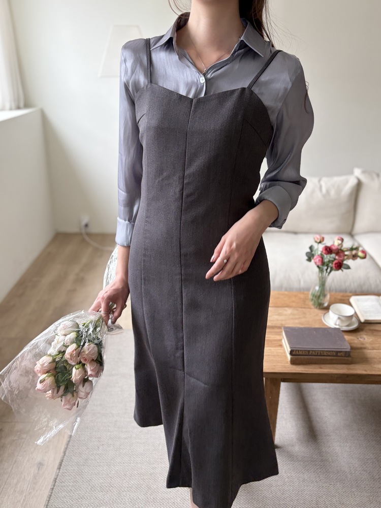 Contour Slip Dress (Grey)