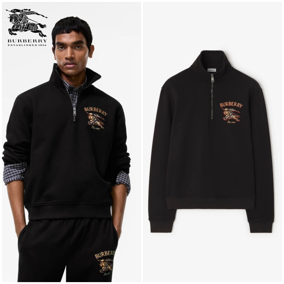 【頂級】Burberry Knight Check Cotton Half-zip Sweatshirt 半拉鍊衛衣