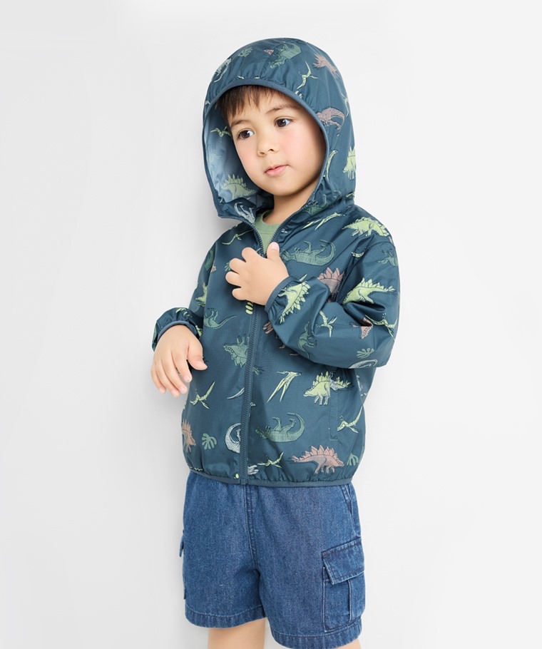 💚預訂 台灣直送💚兩色恐龍滿印抗UV輕型連帽風衣外套