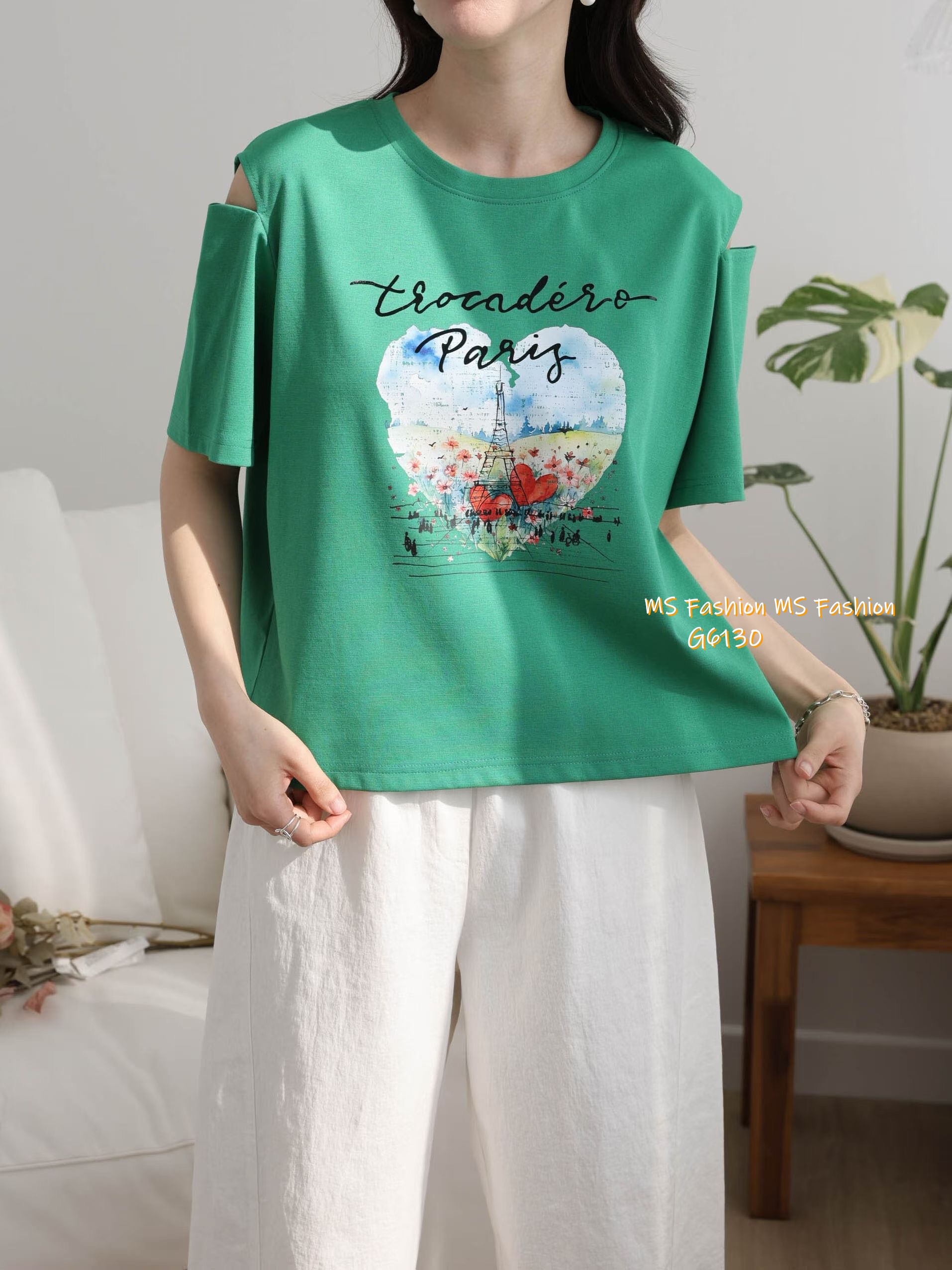 G6130 韓國🇰🇷靚色靚print露肩top