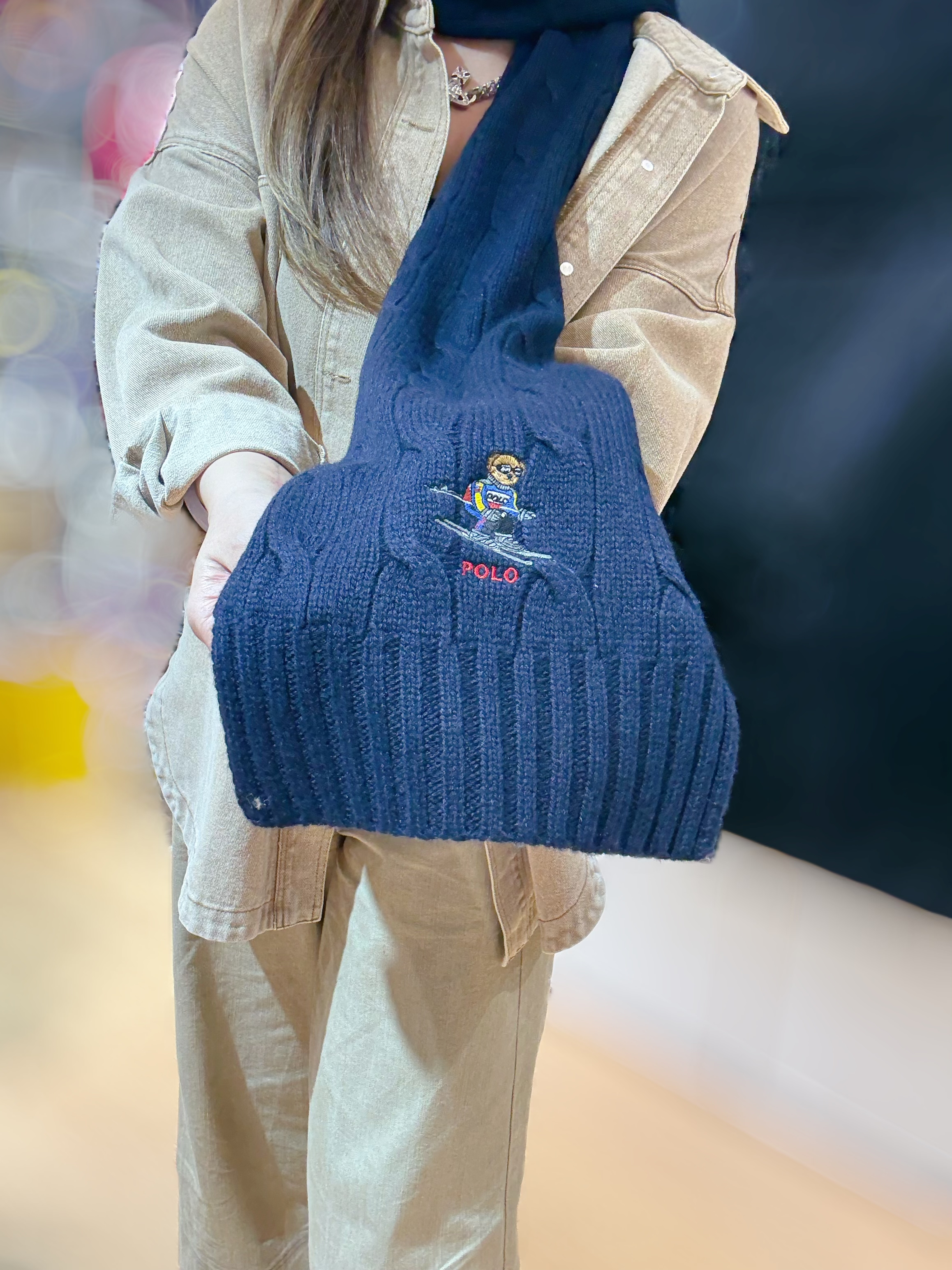 Pooo scarf bear/navy