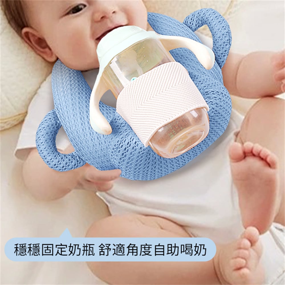 寶寶自動餵奶枕 懶人哺乳枕頭 防吐奶枕頭 嬰兒食奶固定支架 粉色 [平行進口] HK2731
