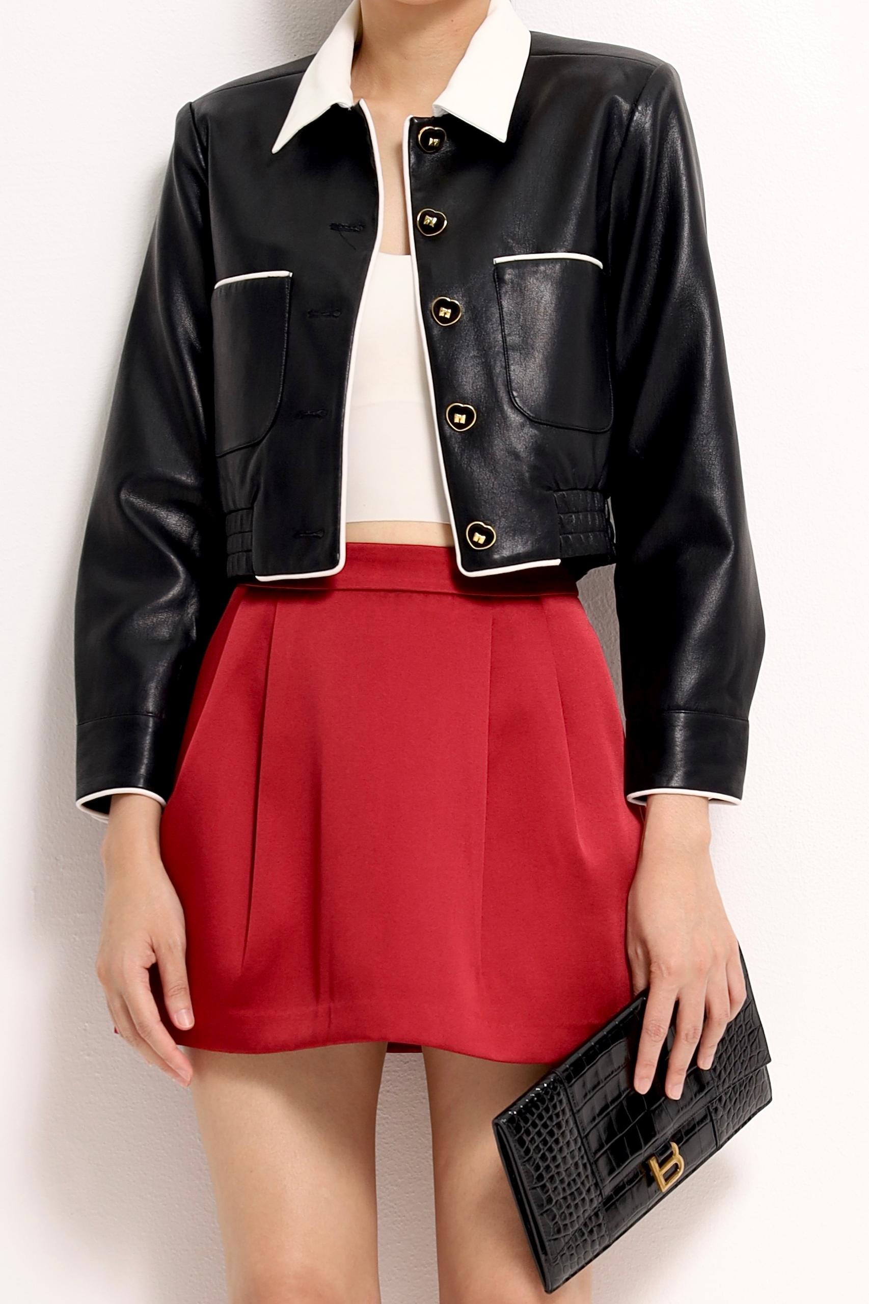 CB2711 COLLAR LONG SLLV CROP JACKET