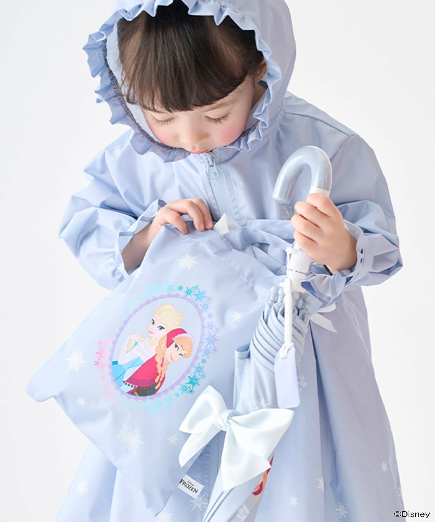 🆕【⭐訂購⭐】🇯🇵 日本直送 🌀🇯🇵 日本直送🇯🇵 #DisneyPrincess / #Frozen 荷葉邊喇叭裙 雨褸+收納袋(兼容書包位)🌀 [ELED-0212][260623]