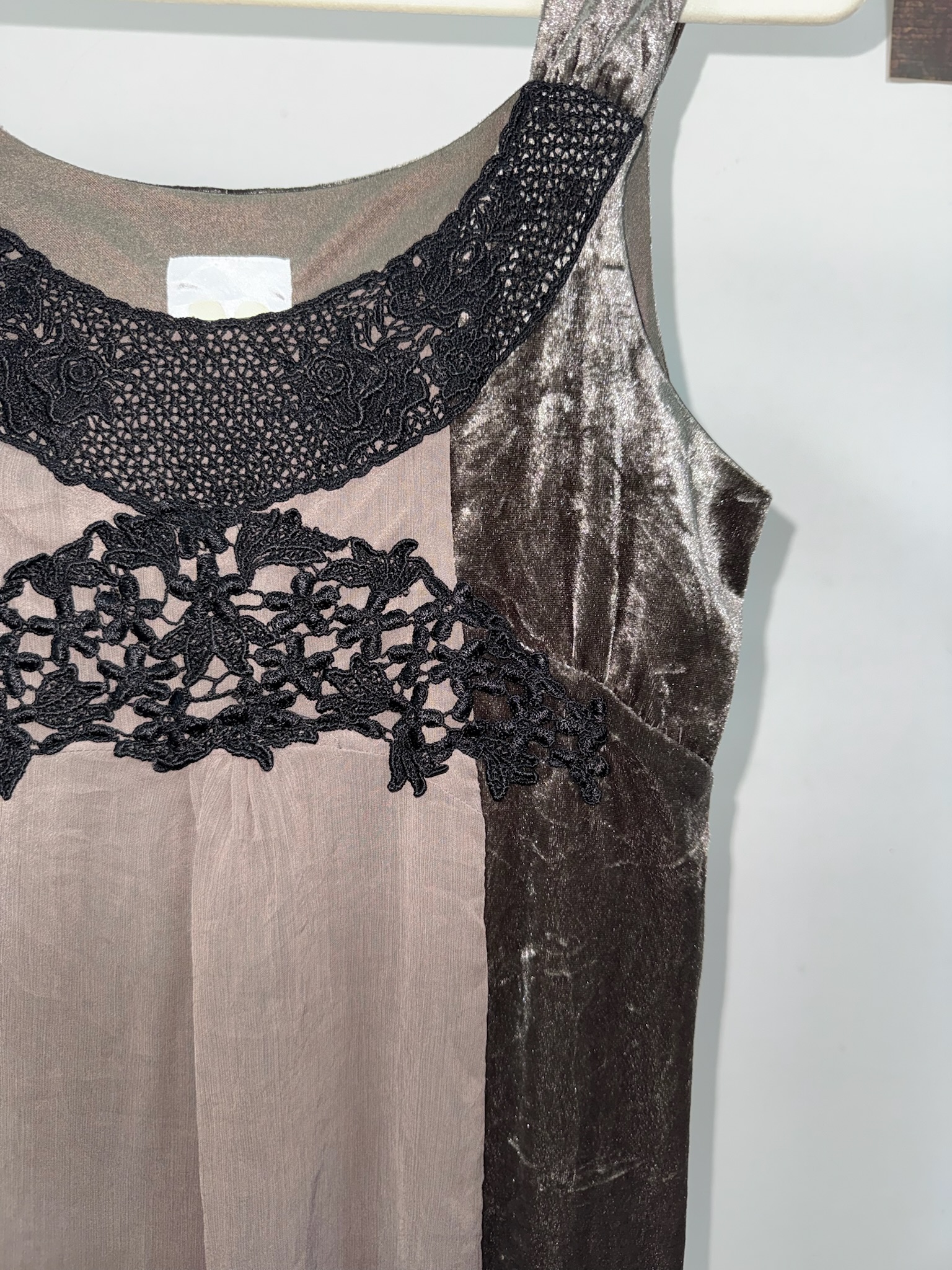Vintage Whimsigoth Velvet Patchwork Dress