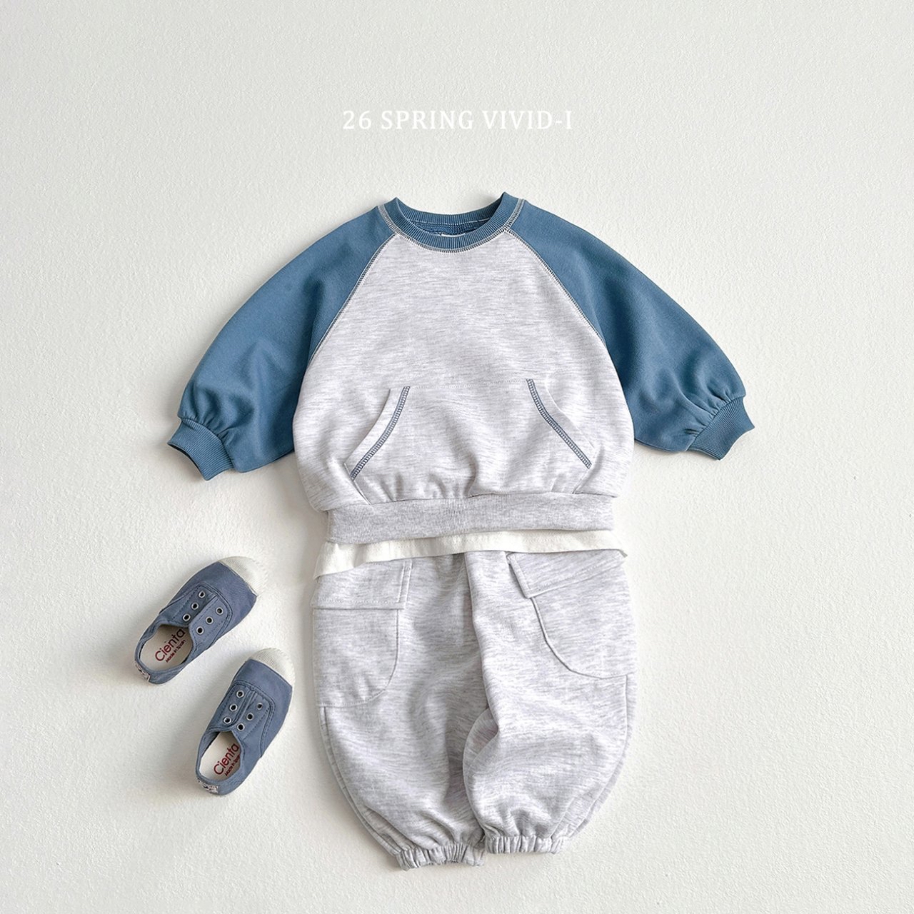 🌸預訂 韓國直送🌸🇰🇷VIVIDI三色拼色袖寬鬆袋鼠口袋衛衣