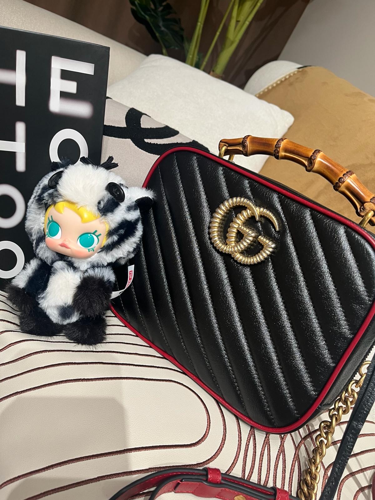 Gucci GG Marmont Matelassé Bag, vanity Camera Bag Bamboo Top Handle 2way bag 100%Authentic ,98%new ✅dust bag