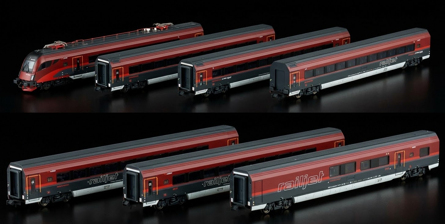 ÖBB Railjet 奧地利聯邦鐵路噴射機客運列車 Lemke Hobbytrain N 1:160 7pcs/set