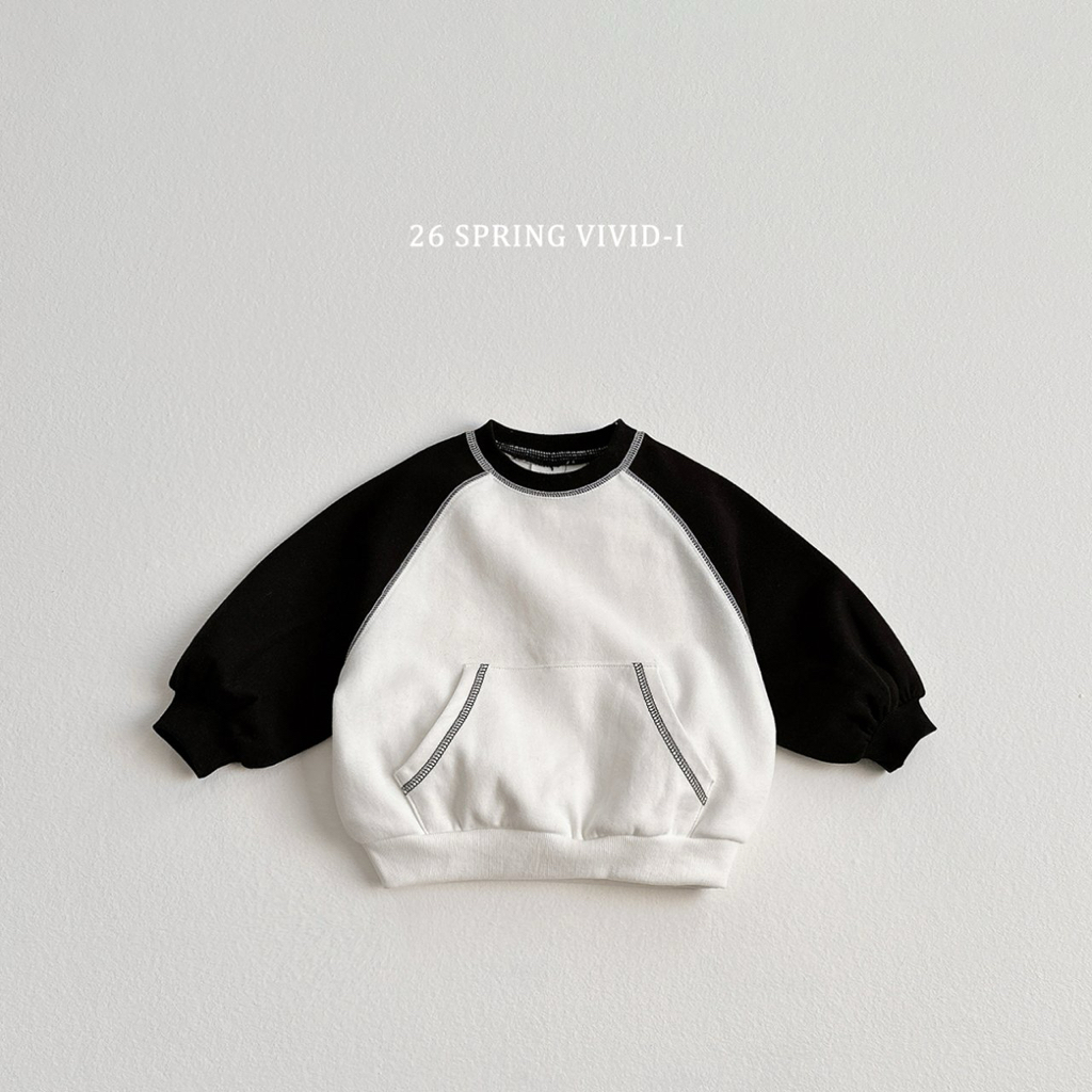 🌸預訂 韓國直送🌸🇰🇷VIVIDI三色拼色袖寬鬆袋鼠口袋衛衣