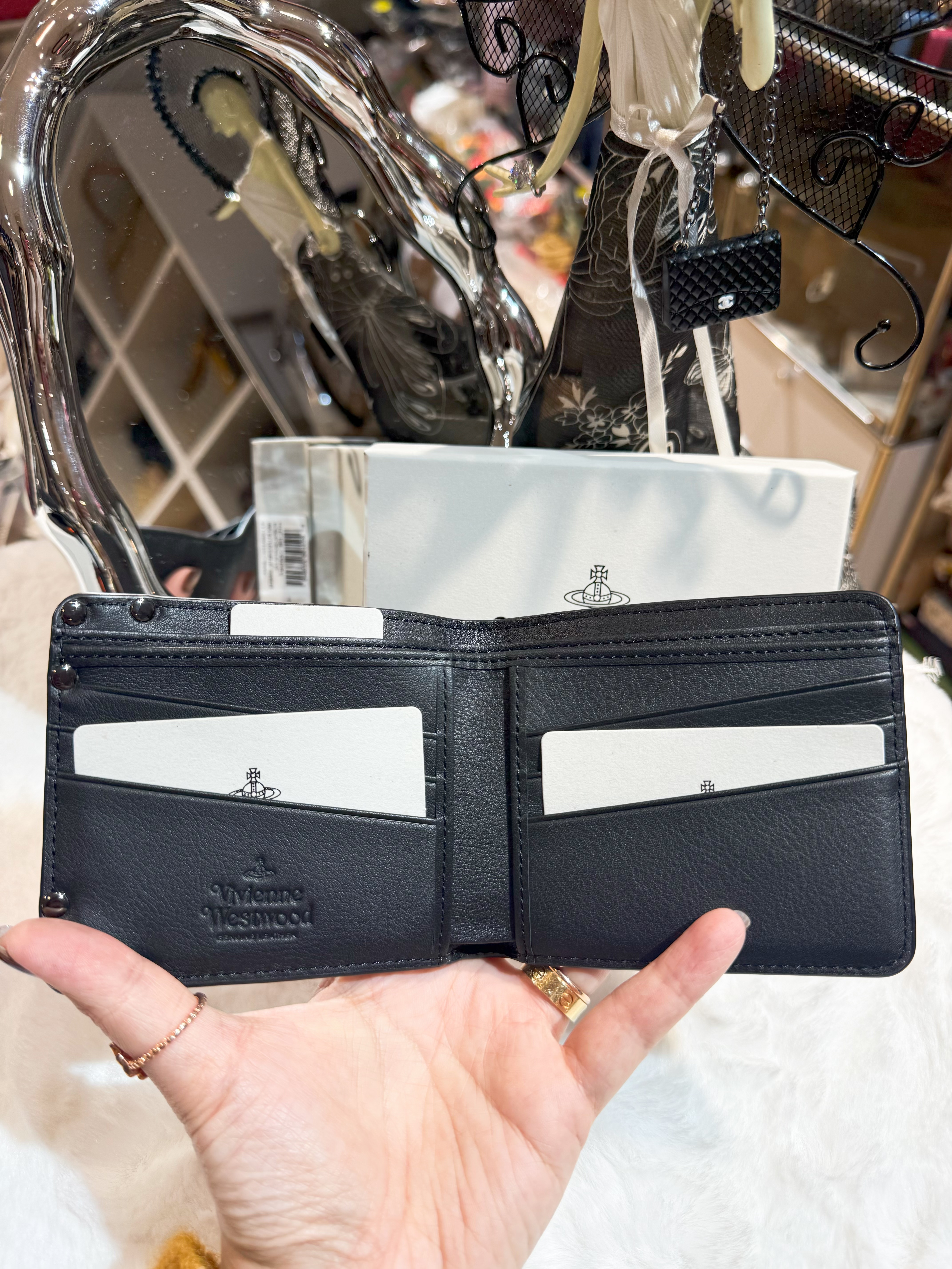 VW bi fold wallet 738/metal corners/blk