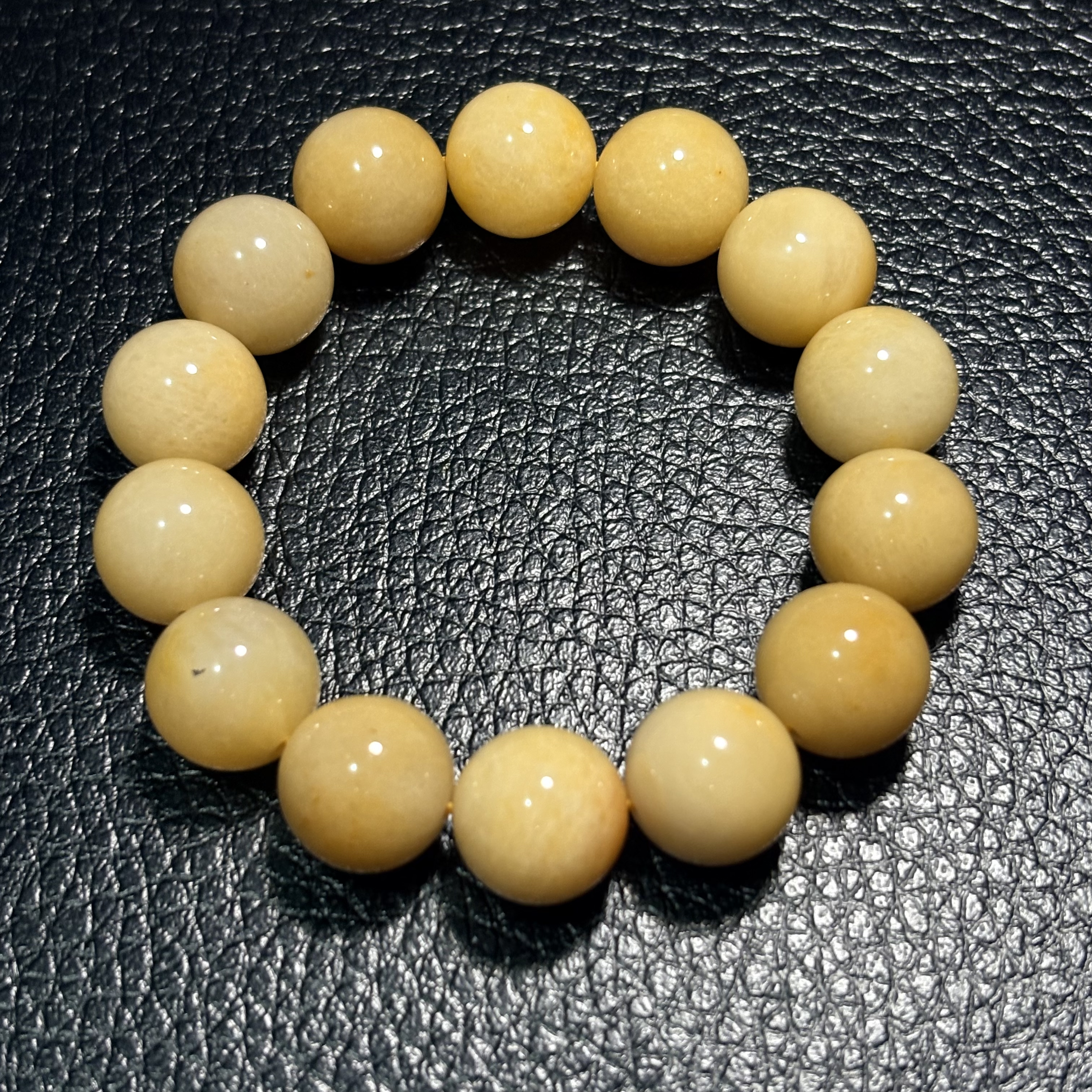 【化太歲】金絲玉玉石手串No.1937｜規格：15mm珠16cm手圍